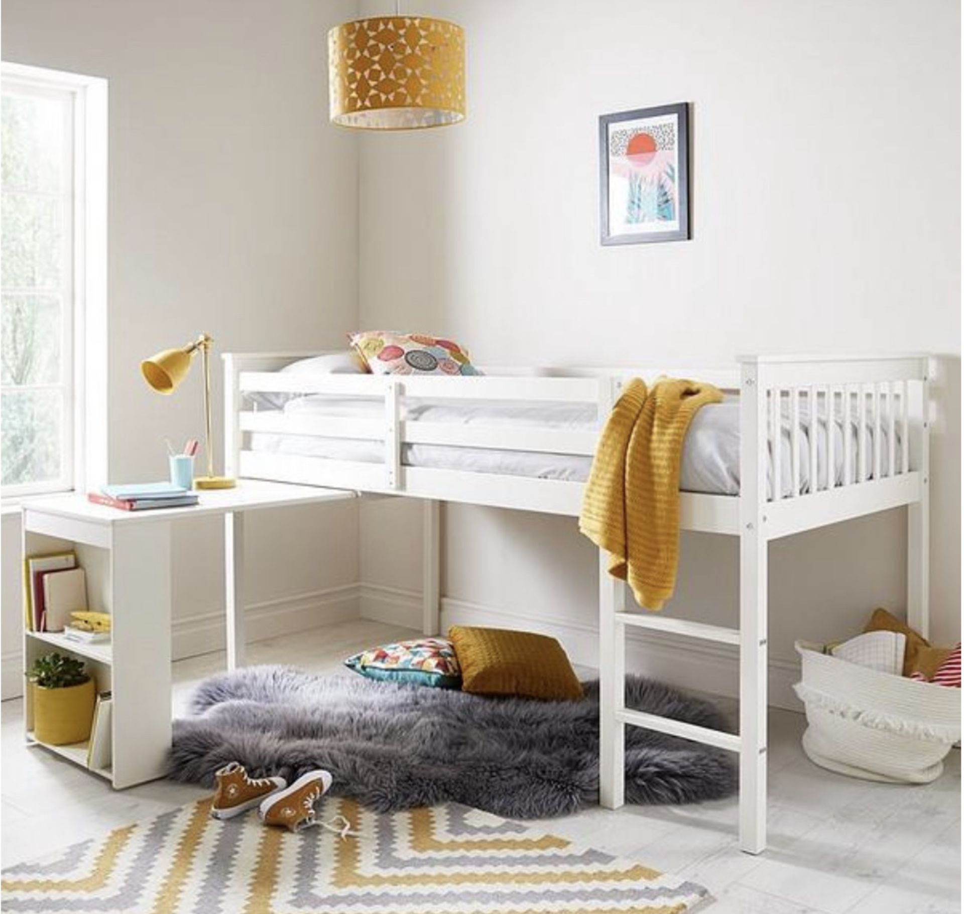 NOVARA MID SLEEPER WITH PULL OUT DESK IN WHITE - RRP £349