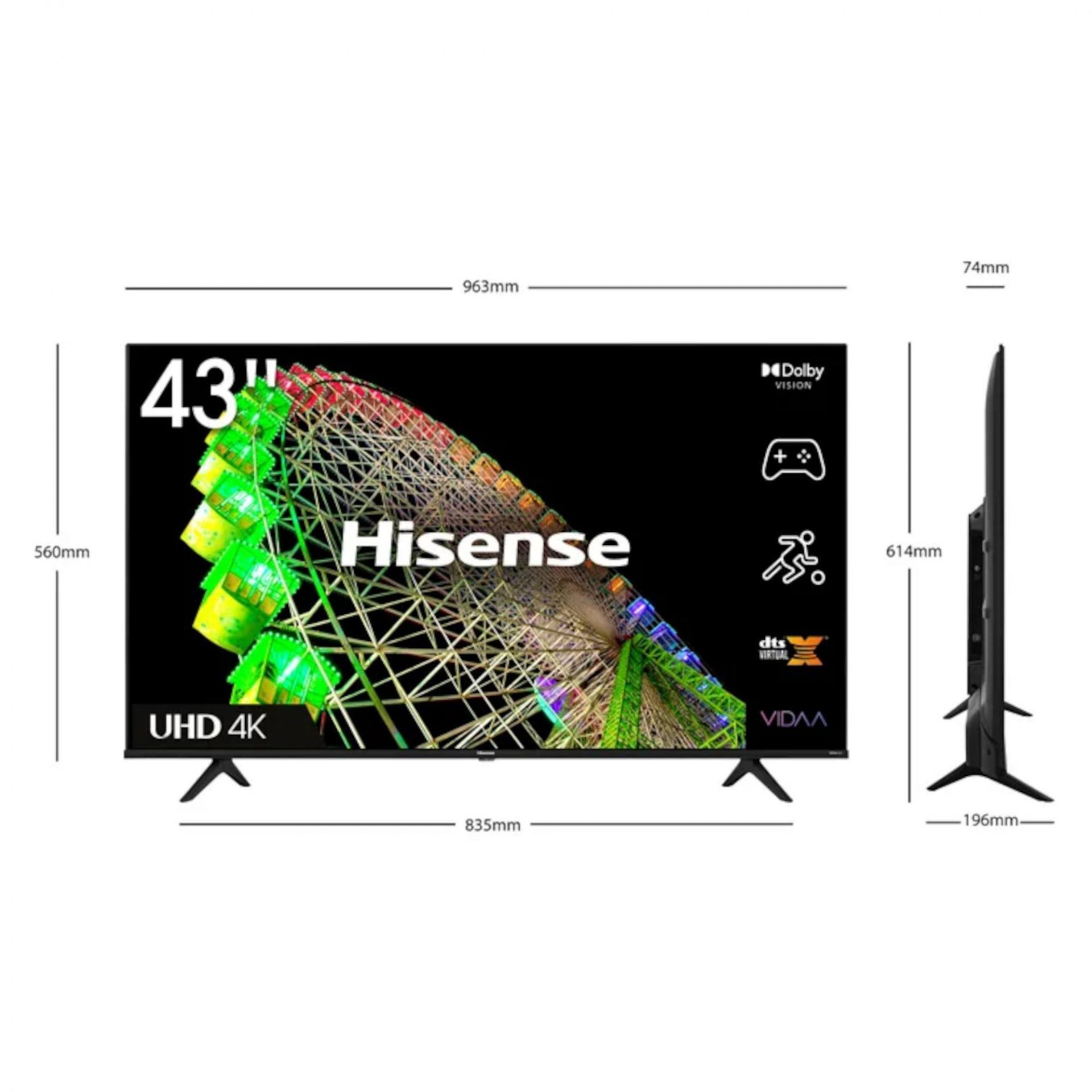 HISENSE 43A6BGTUK 43 INCH DOLBY VISION, 4K ULTRA HD HDR, SMART TV - RRP £429 - Image 4 of 4