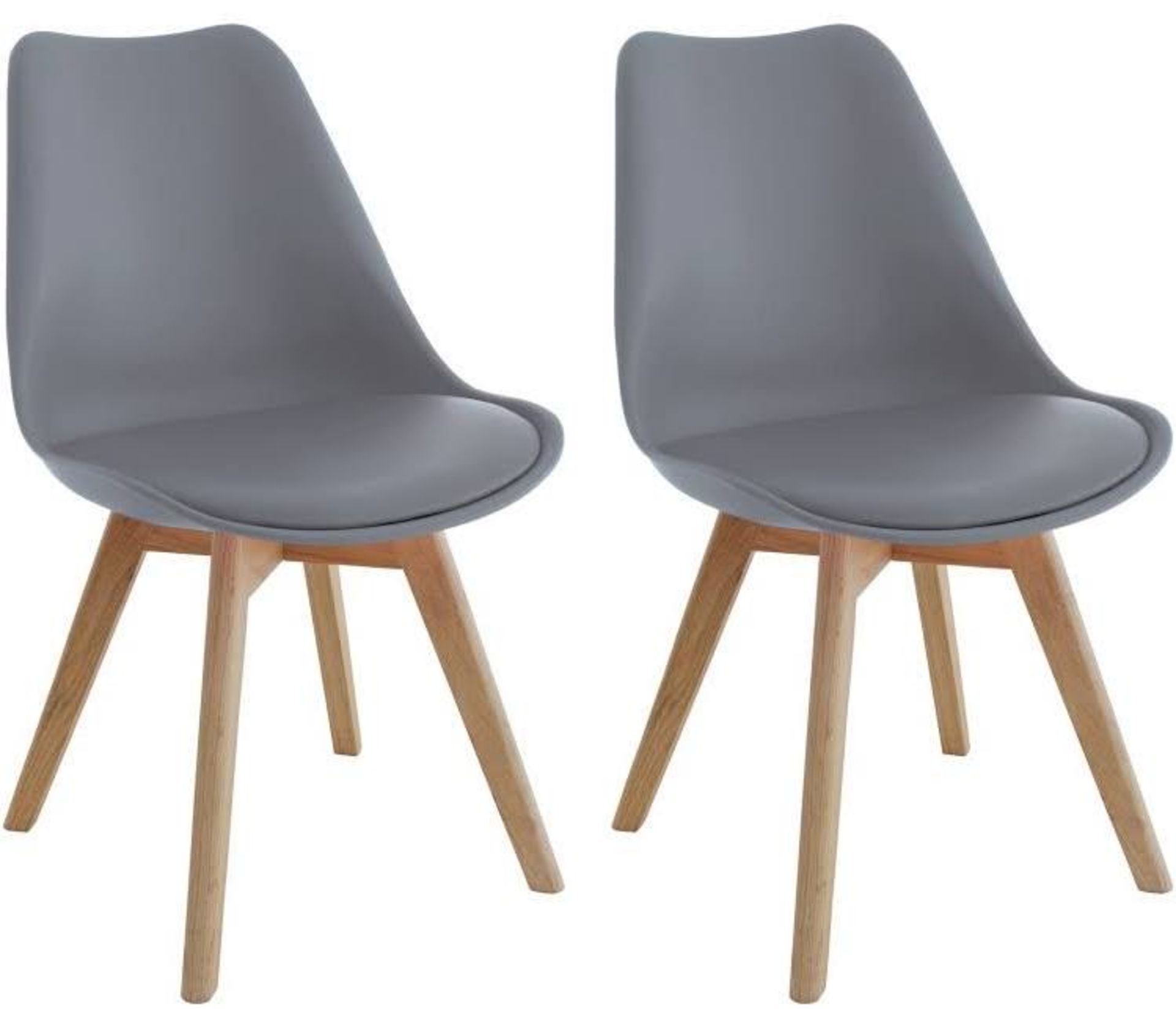 LOUVRE PAIR OF PADDED DINING CHAIRS IN GREY - RRP £179 PER PAIR