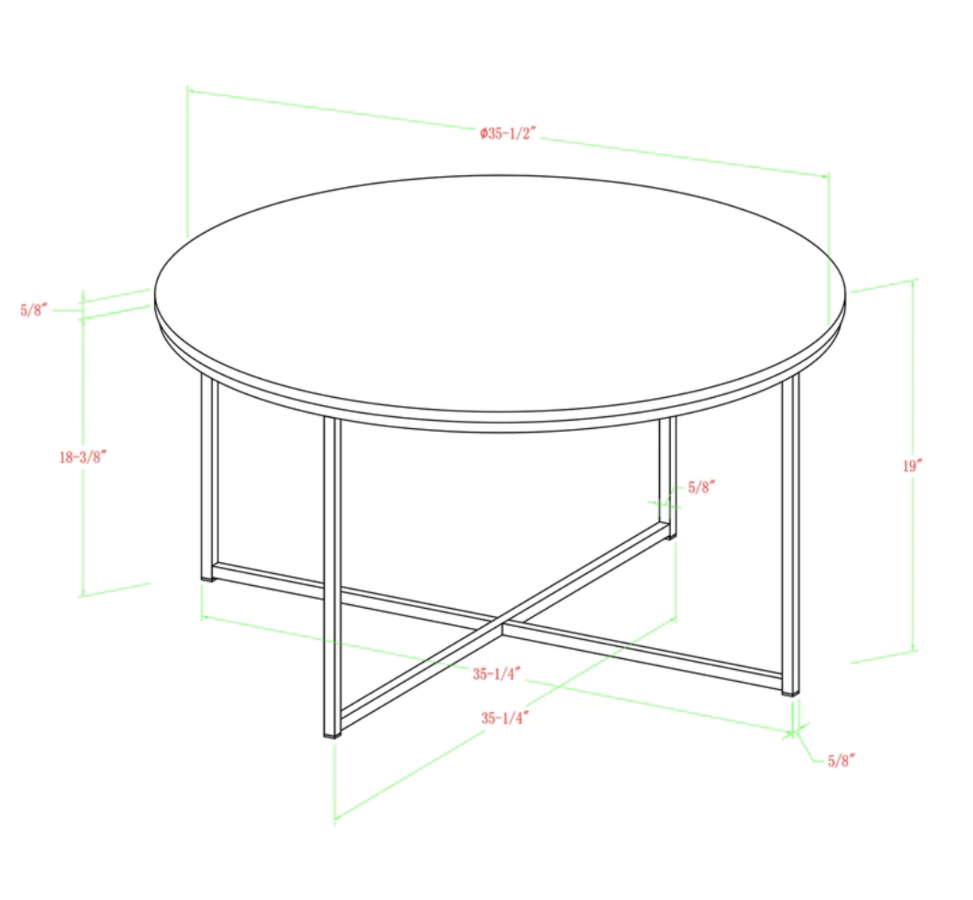 WALKER EDISON ROUND COFFEE TABLE IN WHITE/BLACK - RRP £210 - Image 5 of 5