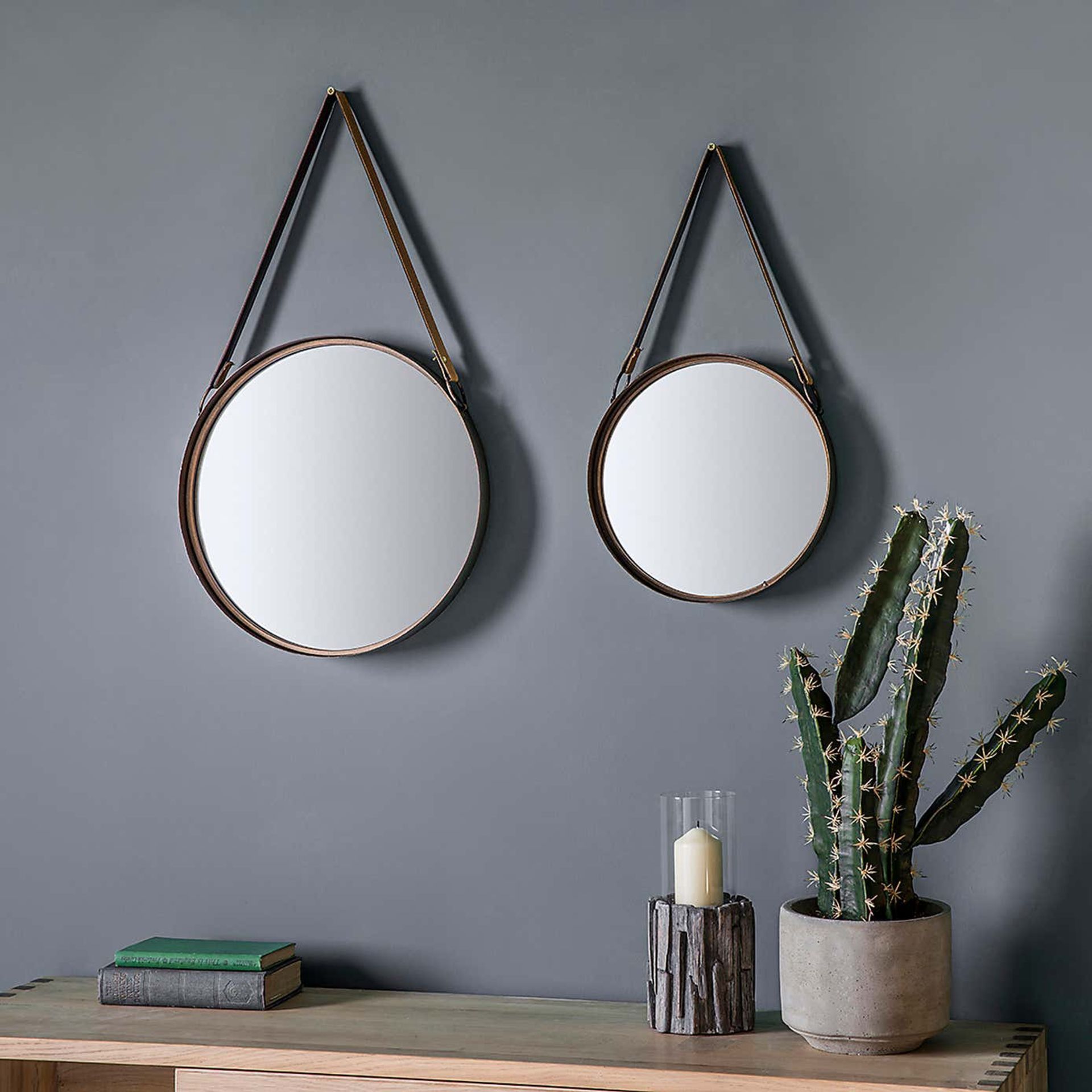 MARSTON '2 PIECE' ROUND METAL VINTAGE BRONZE WALL HANGING MIRRORS - RRP £119.95 - Image 4 of 5