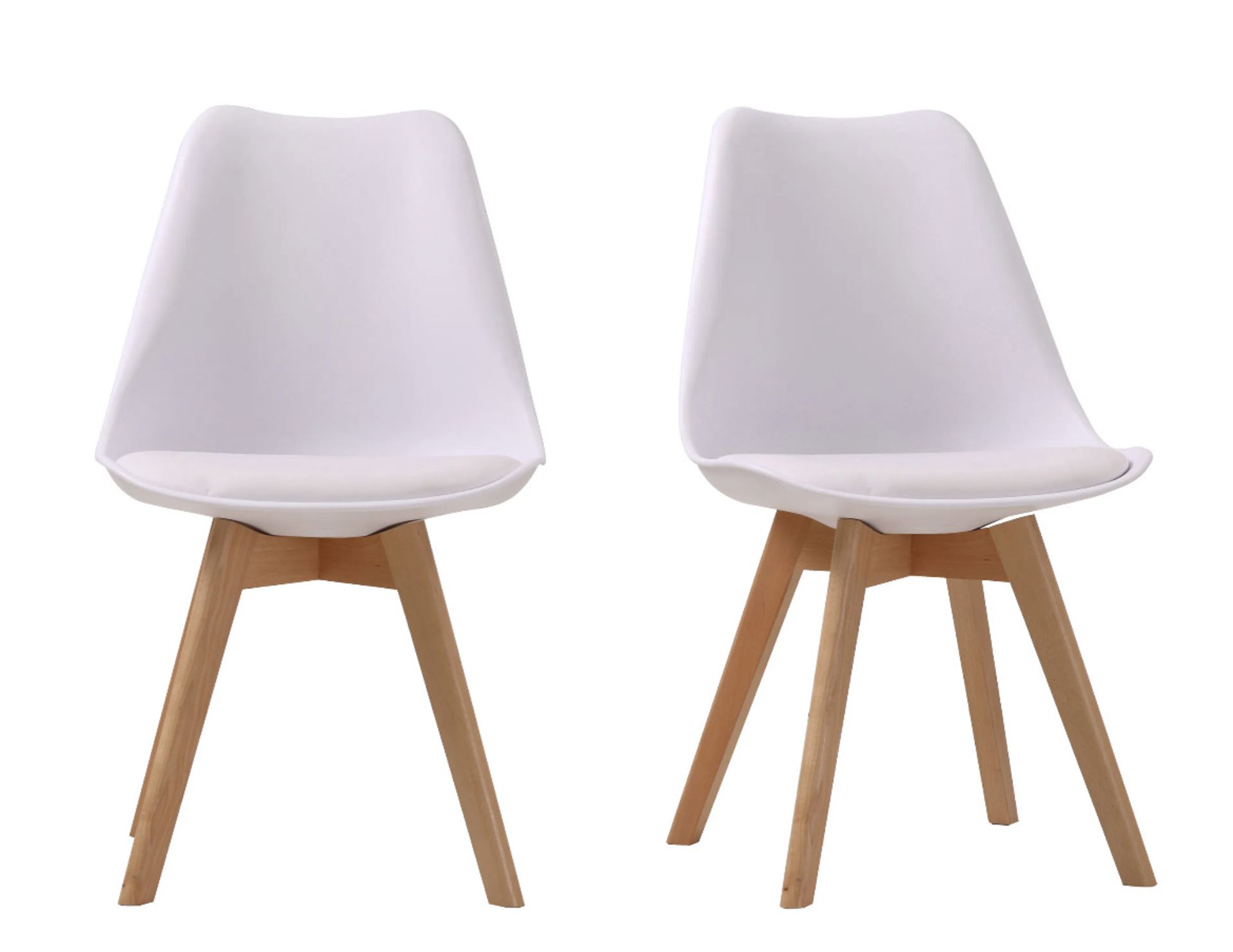 LOUVRE PAIR OF PADDED DINING CHAIRS IN WHITE - RRP £179 PER PAIR