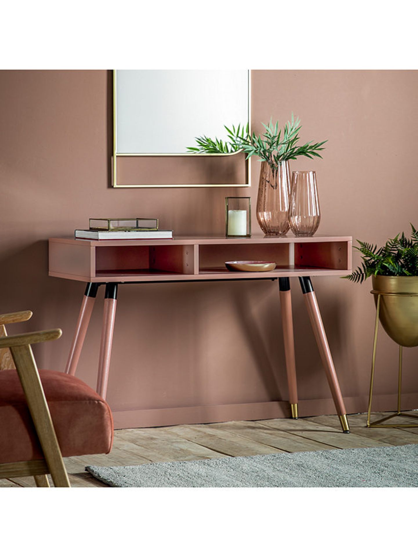 John Lewis Denton Console Table / Desk, Pink - PRICED Â£300