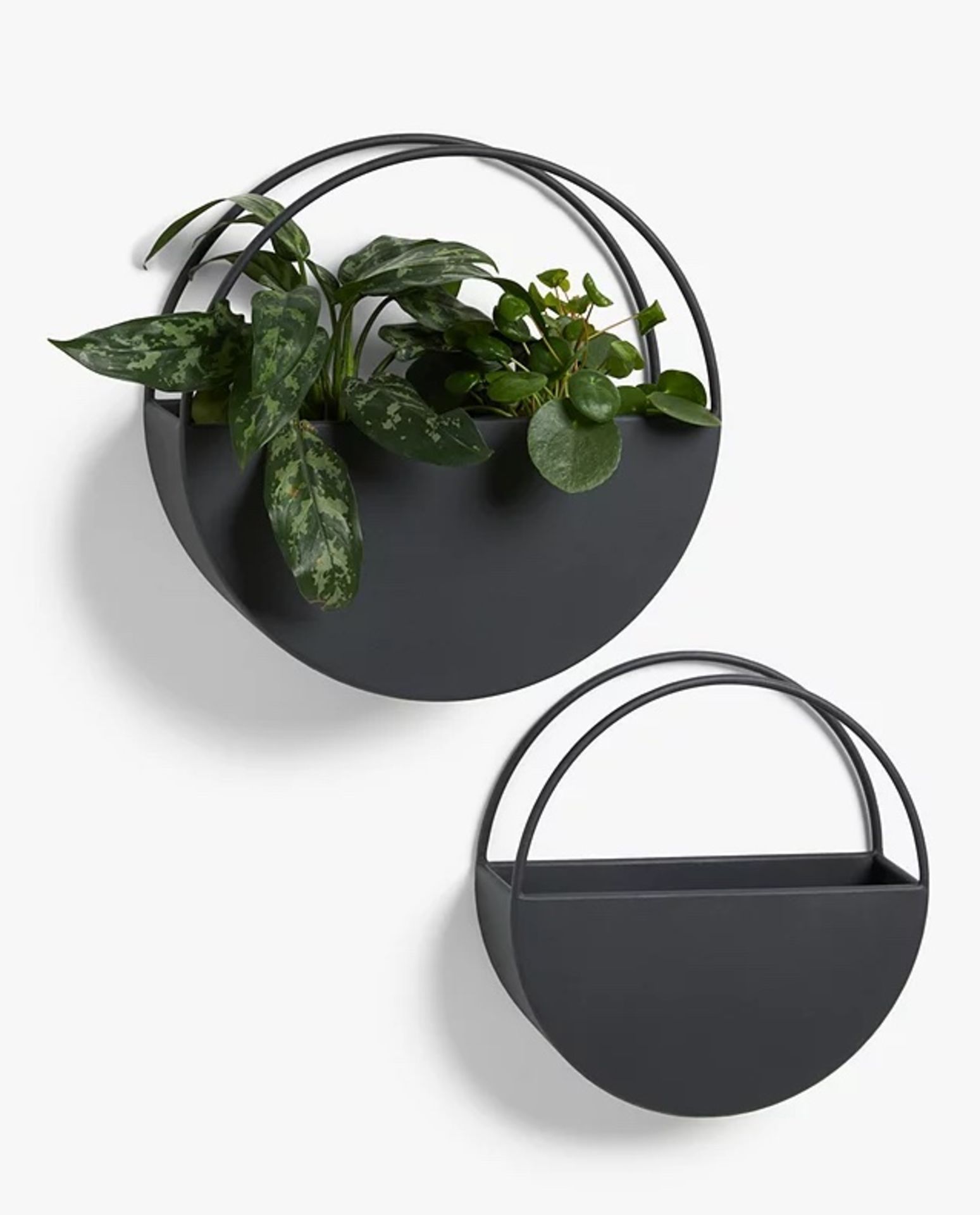 John Lewis Hector Round Garden Wall Planter, Set of 2, Black - PRICED £80 - Image 3 of 4