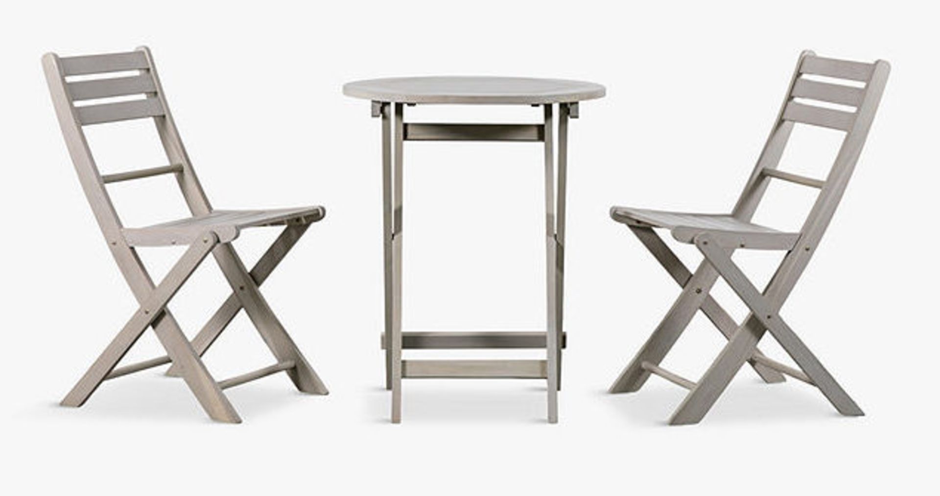 John Lewis Sacra 2-Seater Acacia Wood Folding Garden Bistro Table & Chairs, Whitewash - PRICED £335 - Image 2 of 3