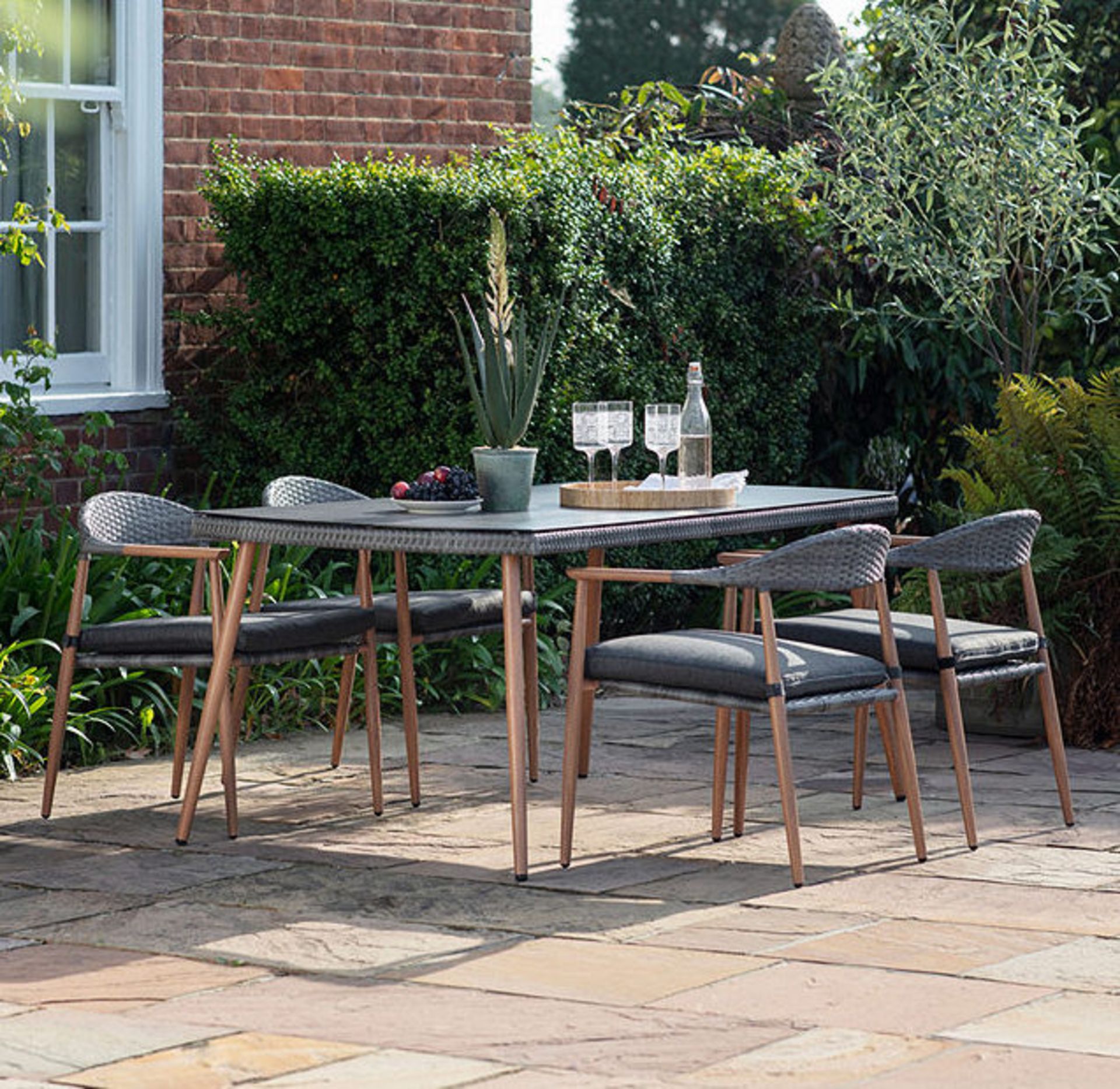 John Lewis Braided 4-Seater Garden Dining Table & Chairs Set, Grey - PRICED £1,170