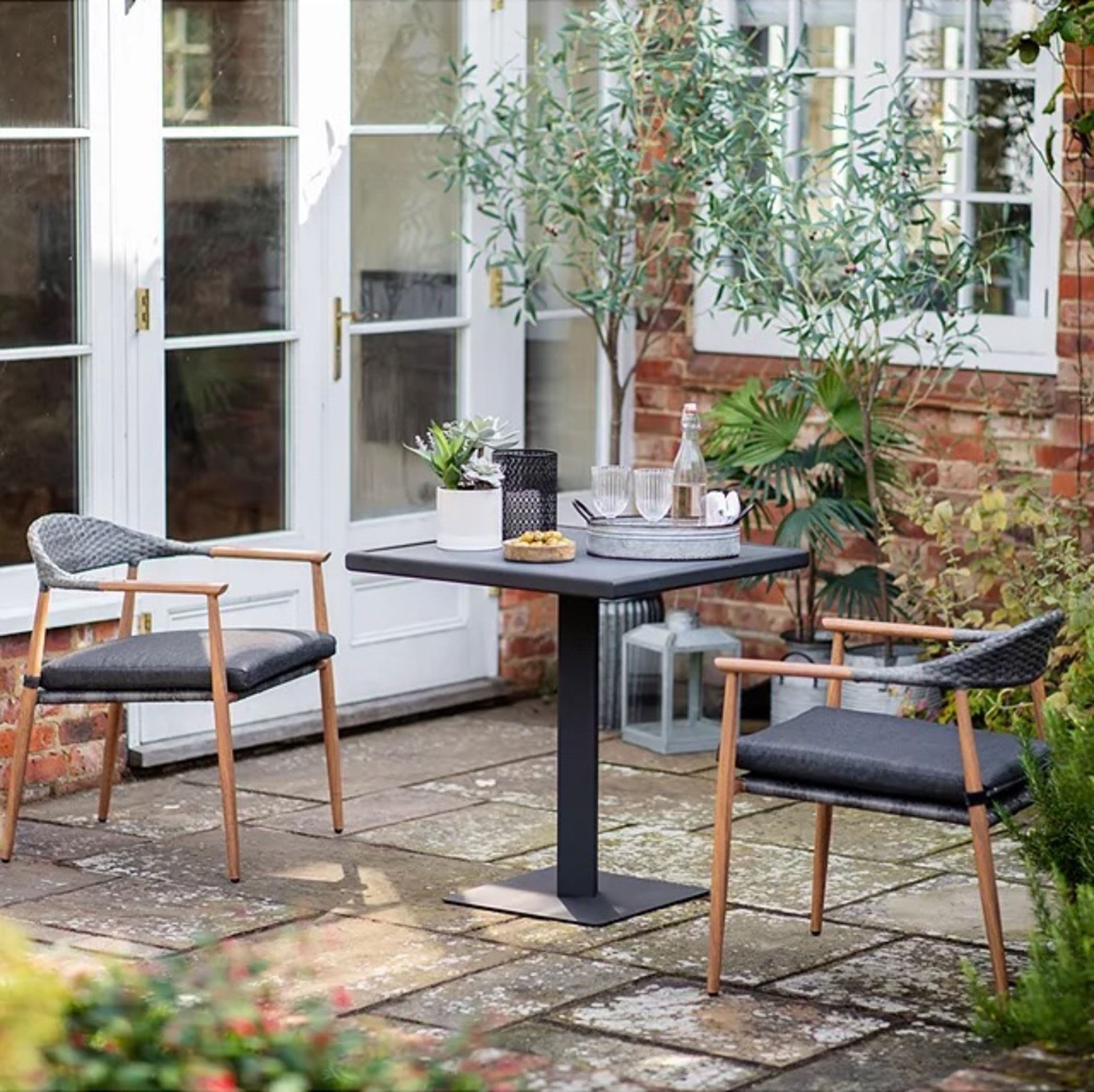 John Lewis Braided 2-Seater Garden Bistro Table & Chairs Set, Grey - PRICED £585