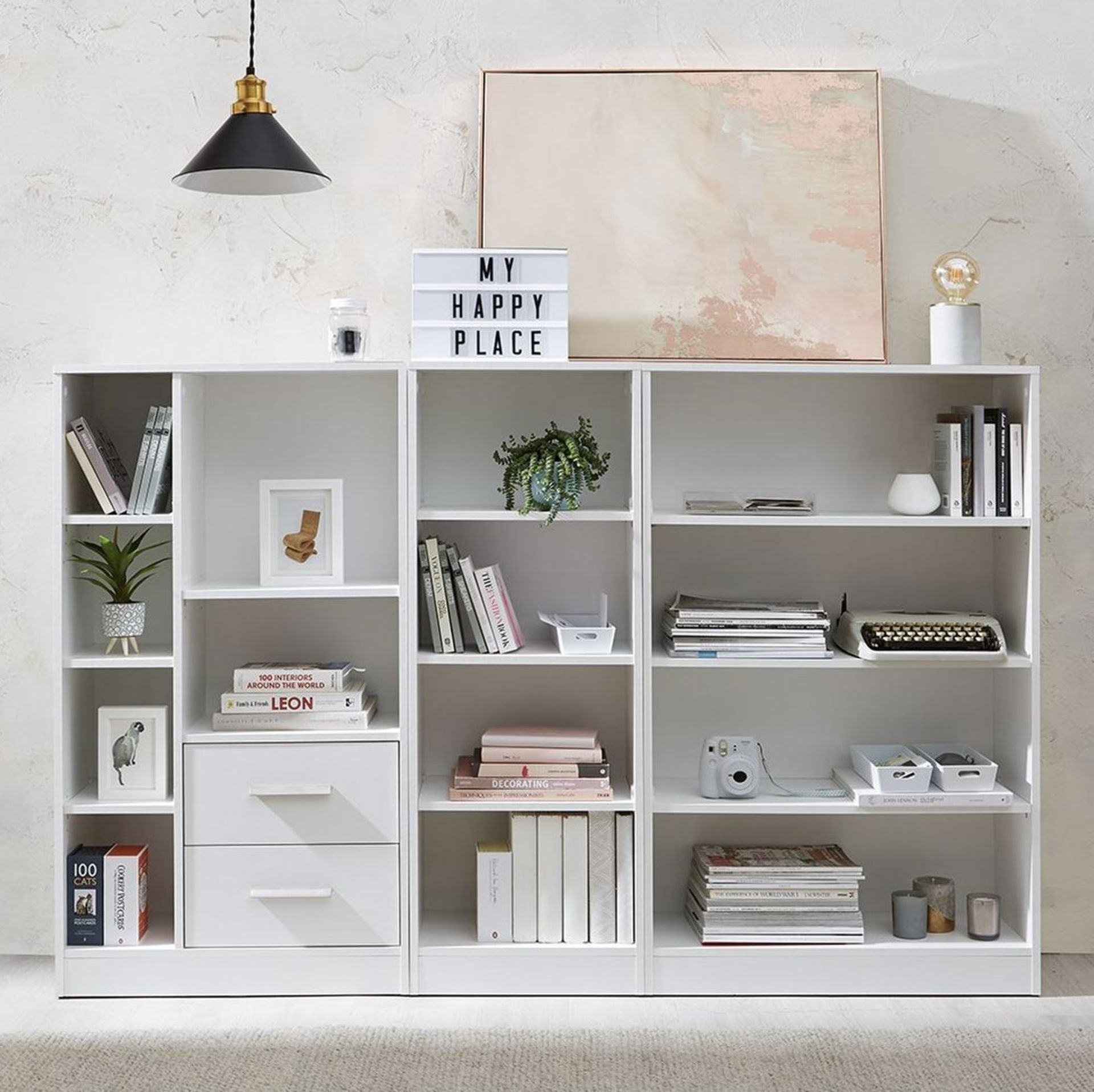 A1 PRODUCT NEW - METRO 3 PIECE STORGAGE BOOKCASE SET IN WHITE - RRP Ã‚Â£189
