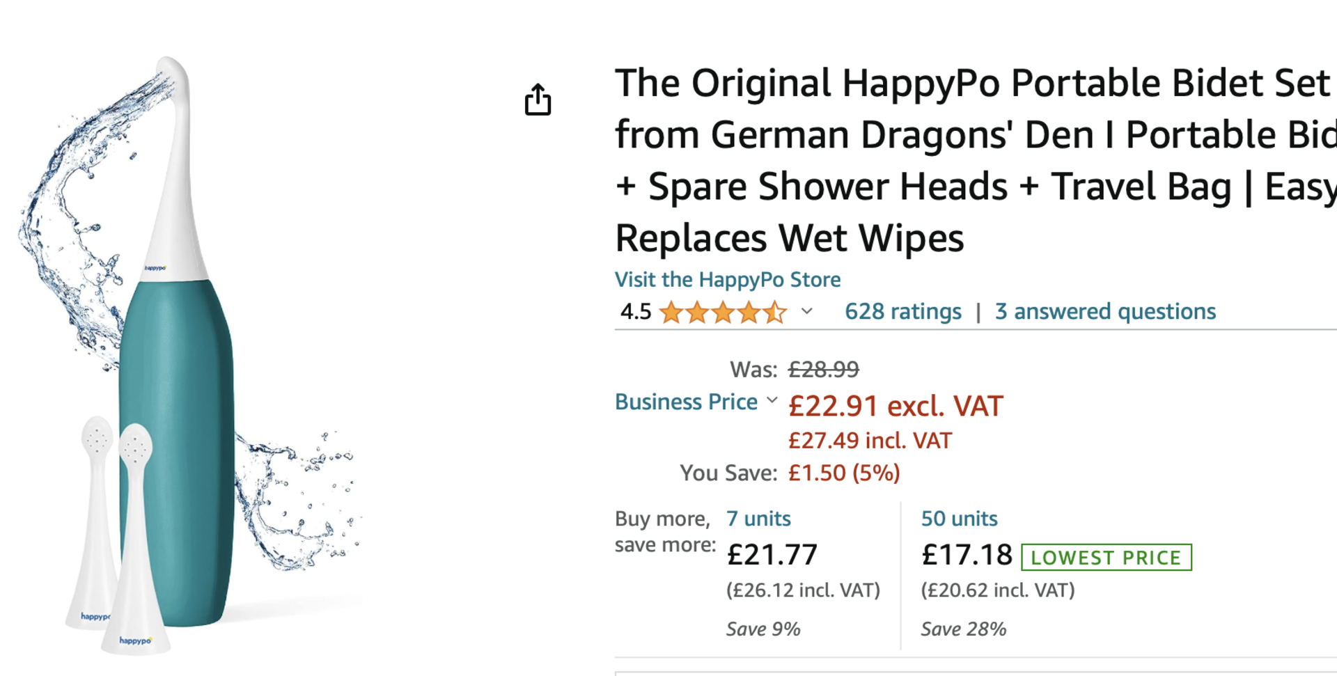 8 x NEW HappyPo Portable Bidet Set + Travel Bag - RRP Â£231.92 !