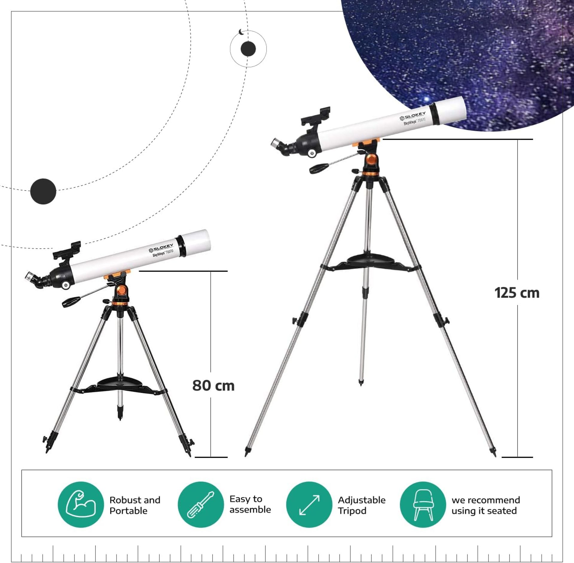 1X SLOKEY 70070 SKYWAYS TELESCOPE FOR ASTRONOMY WITH ACCESSORIES (NEW) - AMAZON RRP £159.99 - Image 6 of 11