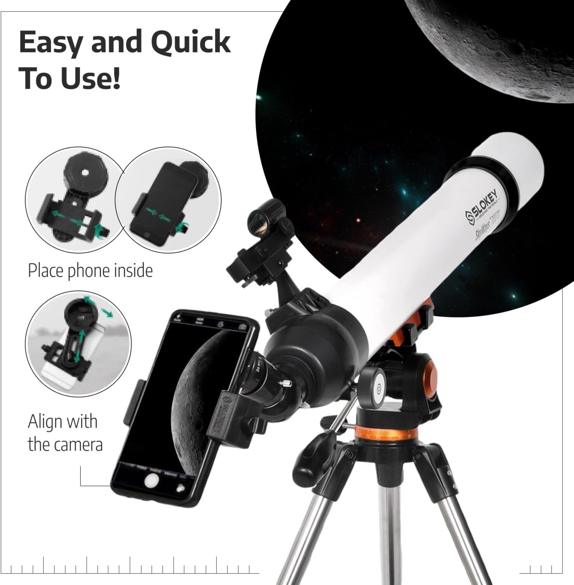 1X SLOKEY 70070 SKYWAYS TELESCOPE FOR ASTRONOMY WITH ACCESSORIES (NEW) - AMAZON RRP £159.99 - Image 7 of 11