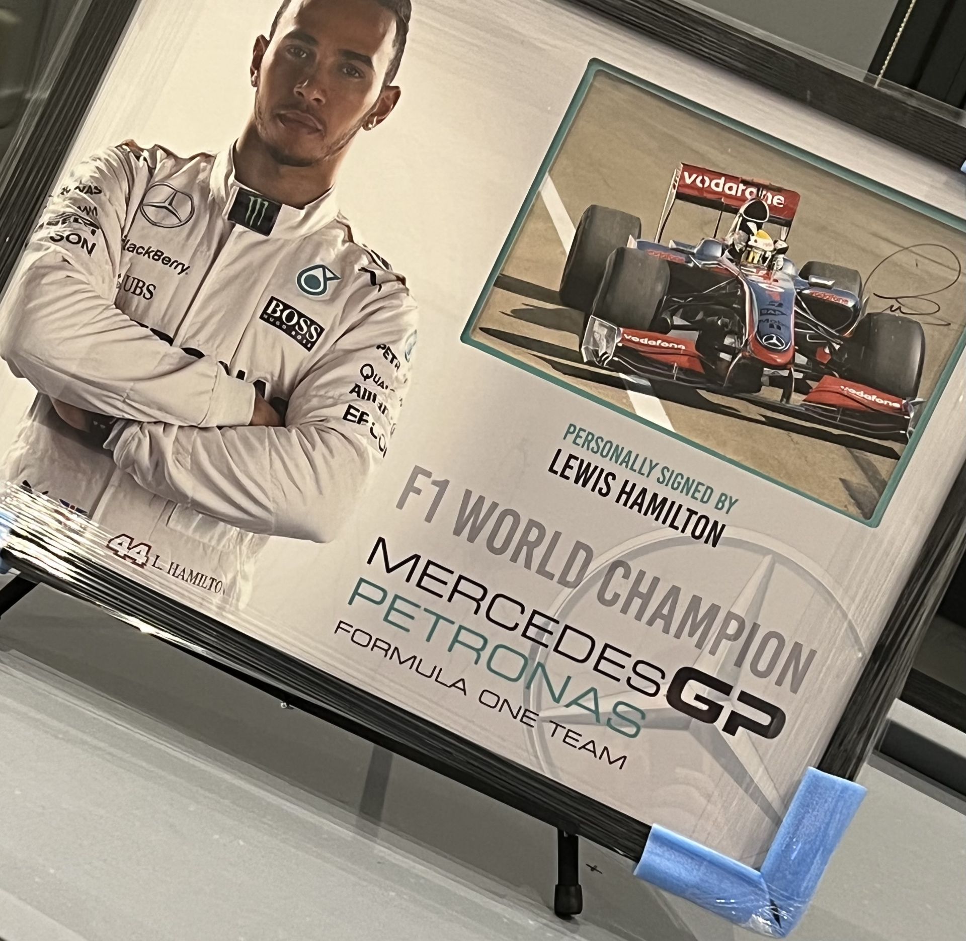 Hand Signed F1 Presentation of 'Lewis Hamiltonâ€™, within Graphic Designed Frame and COA - Image 2 of 4