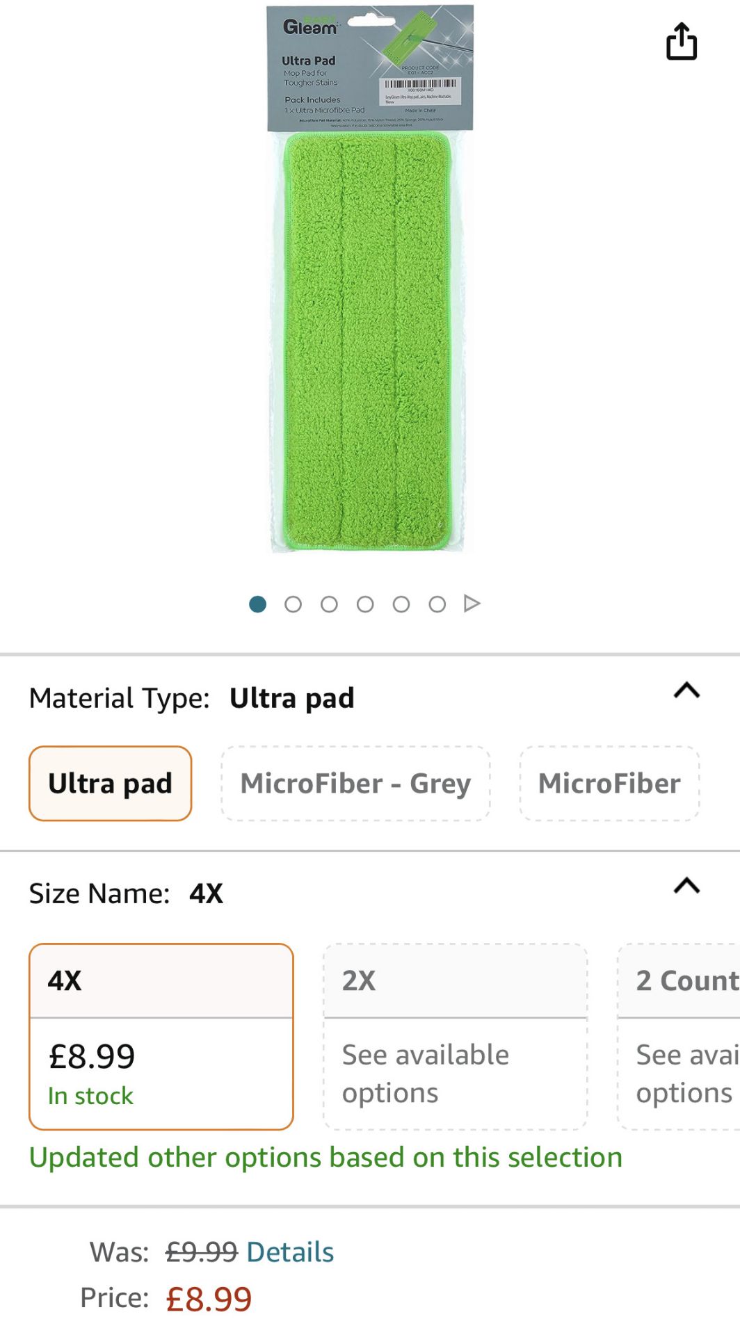 50 x EasyGleam Flat Microfibre Mop Pads in Grey  4pk - (NEW) - RRP Â£499.50 ! - Image 2 of 8