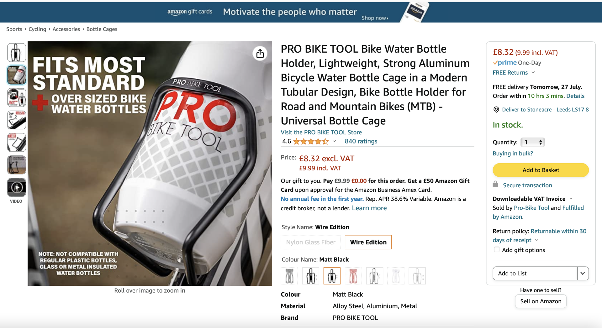 10 x Pro Bike Tool Aluminium Alloy Wire Bottle Cage - (NEW) - RRP Â£99.90+ ! - Image 2 of 13