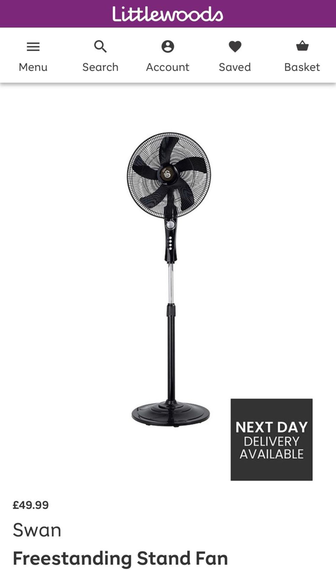 RAW RETURN - Swan Freestanding Stand Fan