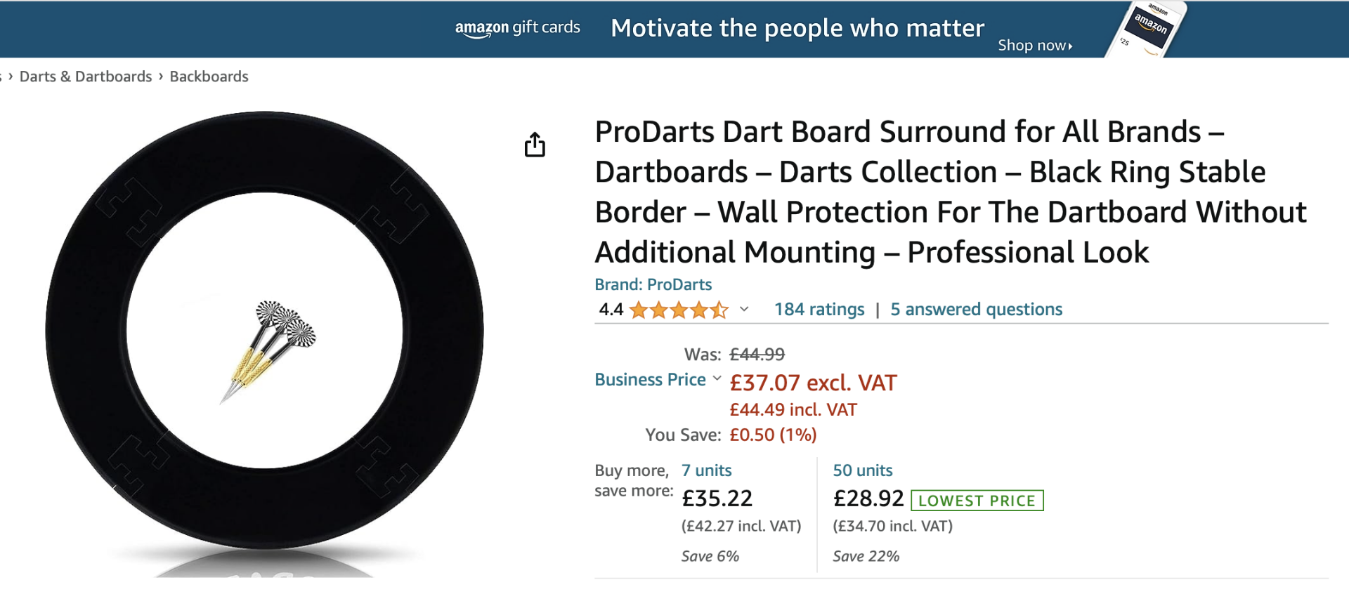 ProDarts NEW/BOXED Dart Board Surround All Brands Wall Protection - AMAZON RRP Â£44.99 !
