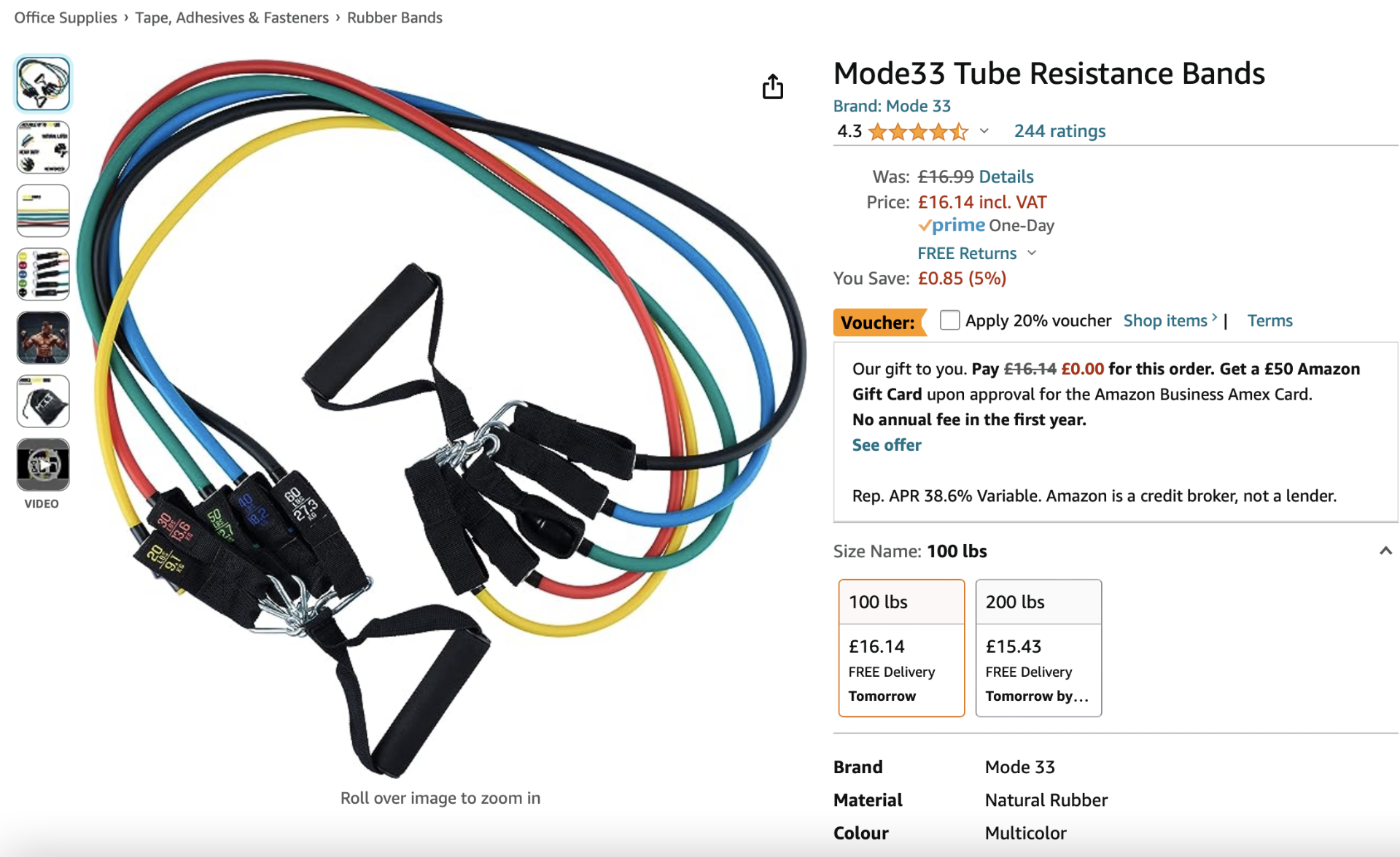 10 x NEW Mode33 Resistance Bands Set 100lbs â€“ Premium Latex Exercise Bands - RRP Â£169.90 !