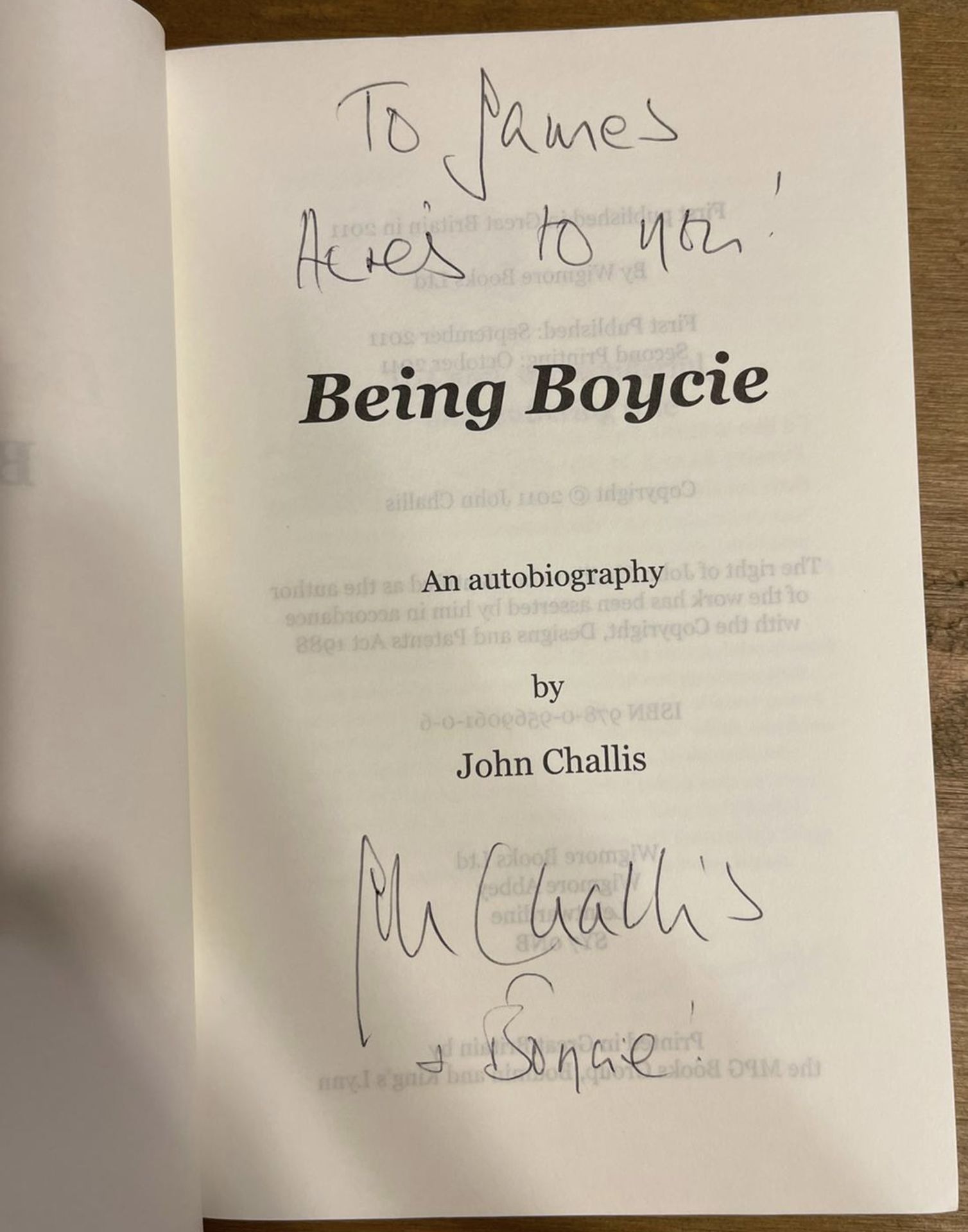 BOYCIEâ€™ BOOK, HAND SIGNED BY â€˜JOHN CHALLISâ€™ OF ONLY FOOLS & HORSES - NO VAT! - Image 3 of 8