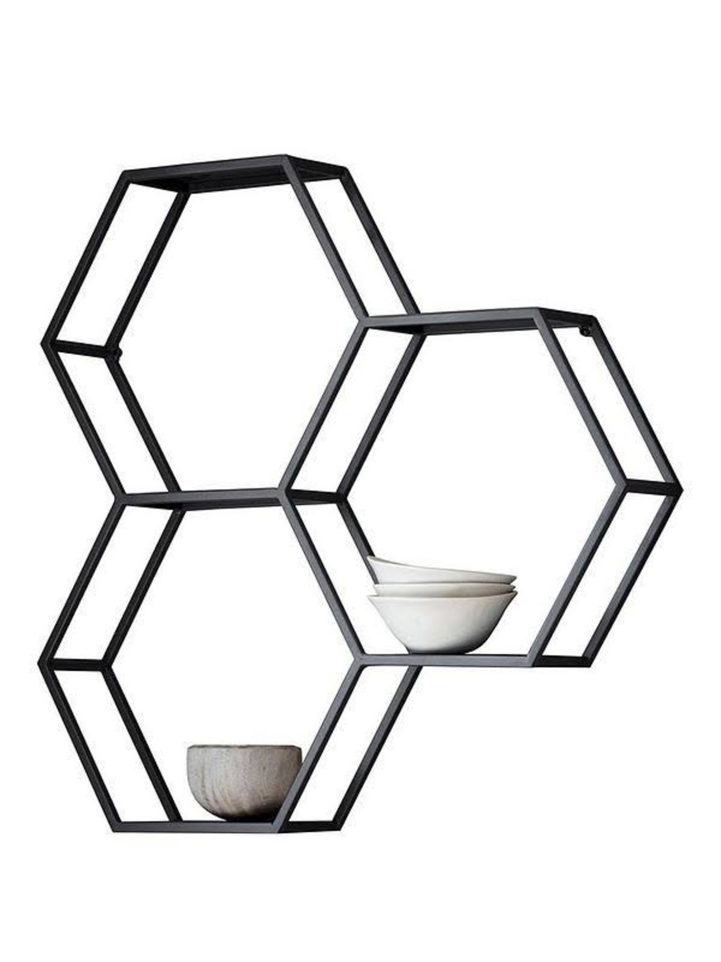Hudson Gallery Heston Metal Hexagon Wall Mounted Storage Unit Shelf in Black - Brand New and Boxed - Image 3 of 3