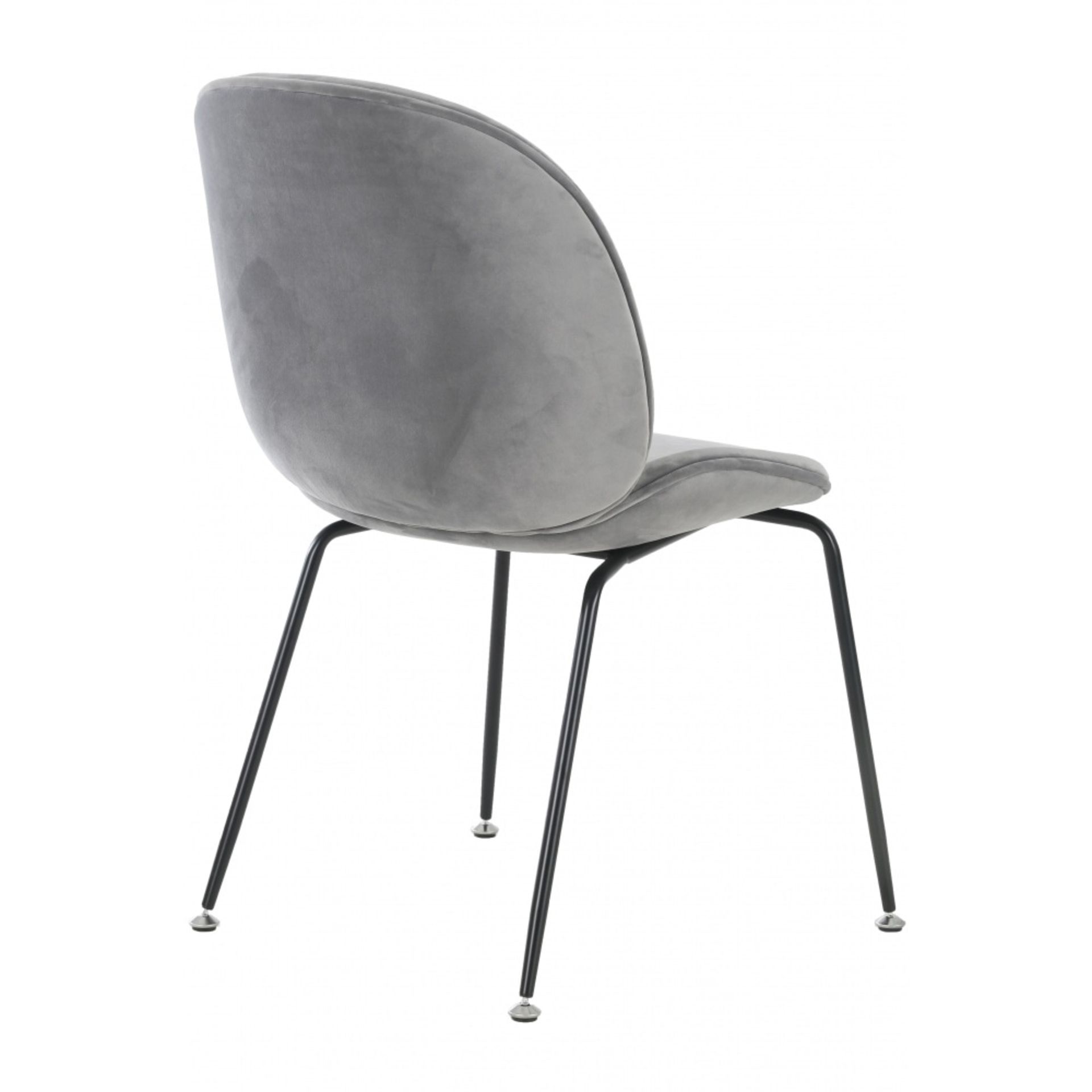 2 x Grace Upholstered Contemporary Dining Chairs in Grey Velvet - New - Image 4 of 6
