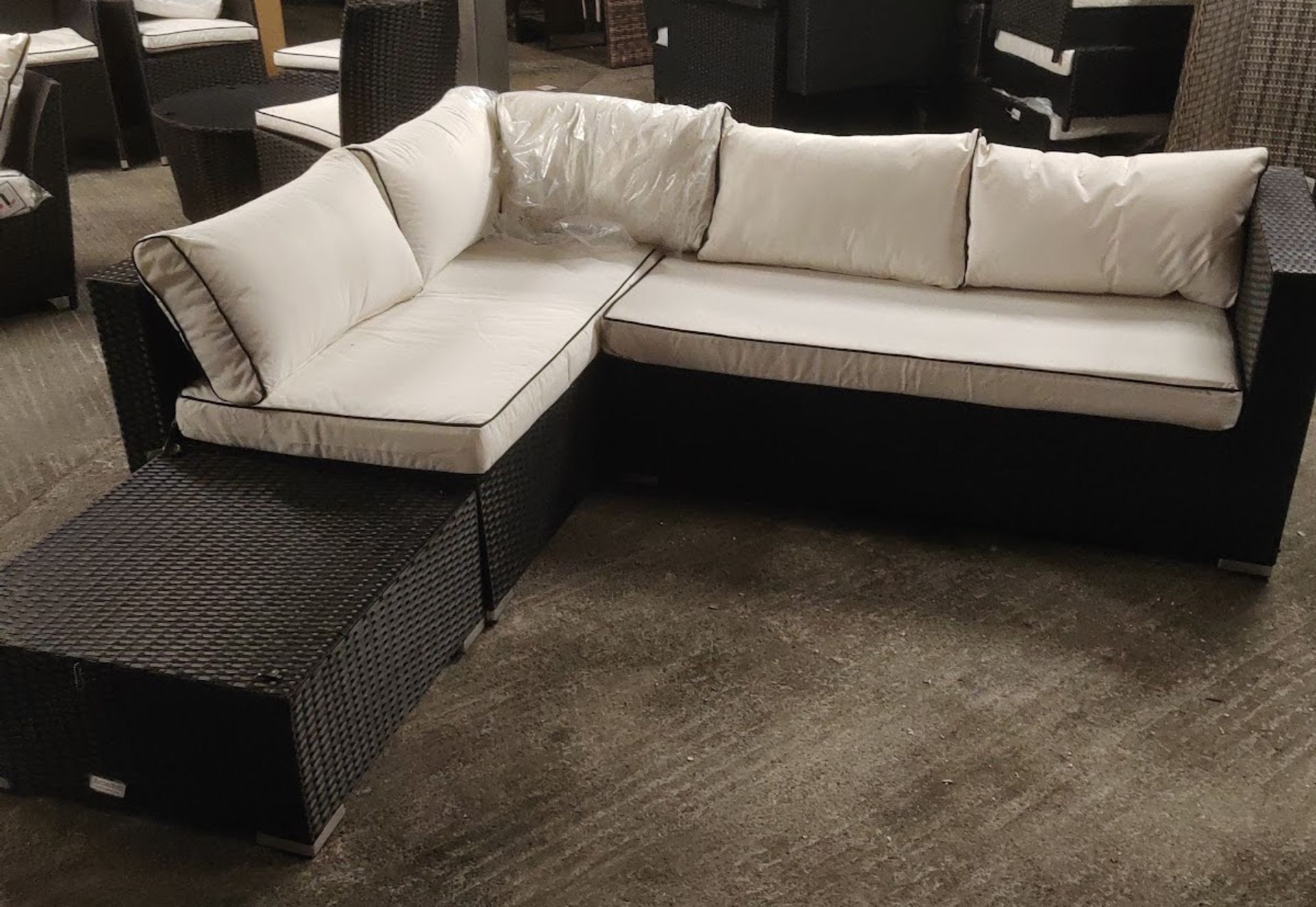 Authentic â€˜Rattanâ€™ Branded Corner Sofa and Table - Black - Ex-Display!