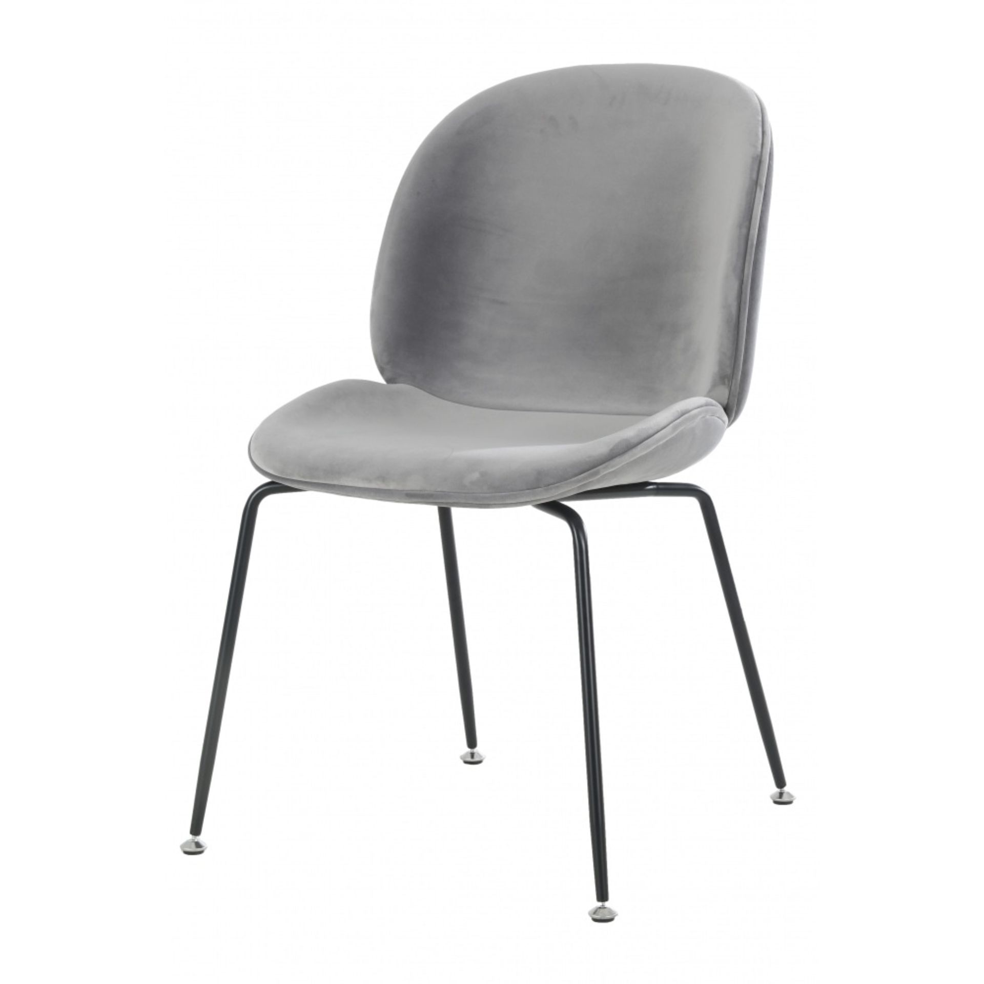2 x Grace Upholstered Contemporary Dining Chairs in Grey Velvet - New - Image 5 of 6