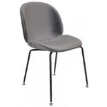 2 x Grace Upholstered Contemporary Dining Chairs in Grey Velvet - New
