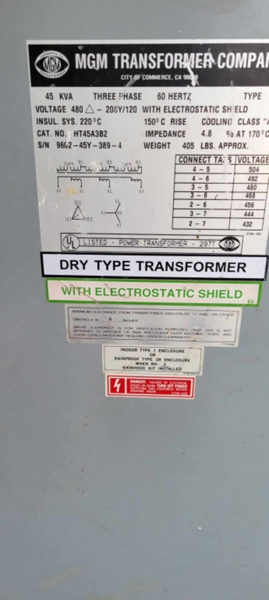 MGM DRY TYPE 3 PHASE TRANSFORMER