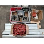 Pallet of misc items incl aluminium straight edges, Hilti insulation fixings, extraction vents and