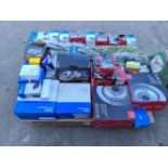 Pallet of misc new, boxed van parts incl brake discs, pads and other items.
