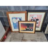 3 x McKenzie Thorpe prints and one Hannah Cole canvas. NO VAT.