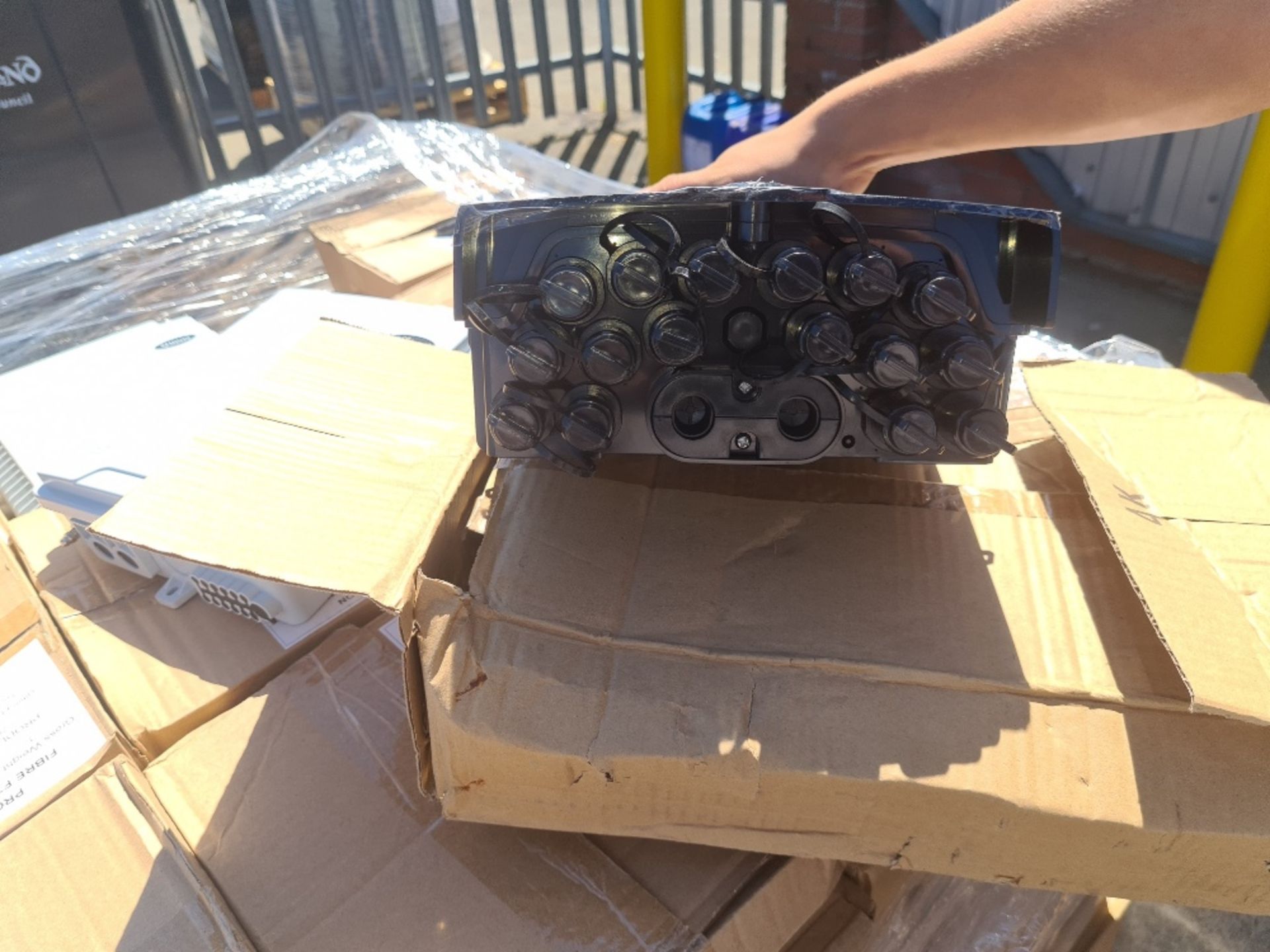 Pallet of approx 32 Ultima Fibre FTTX IP54 lockable telecomms termination boxes / 69 black - Image 6 of 8