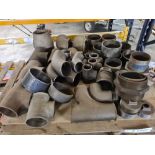 Pallet of malleable pipe fittings 3" and larger.