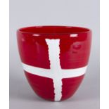 Murano-Vase Farbloses Glas, rot und