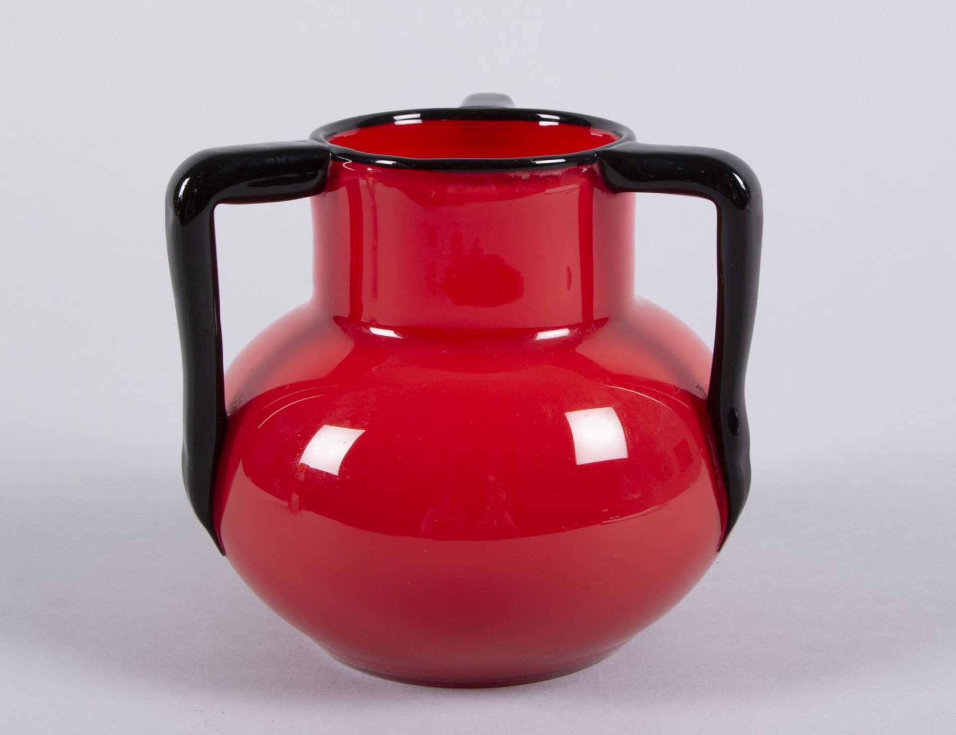 Jugendstil-Vase Farbloses Glas, rot - Bild 2 aus 2