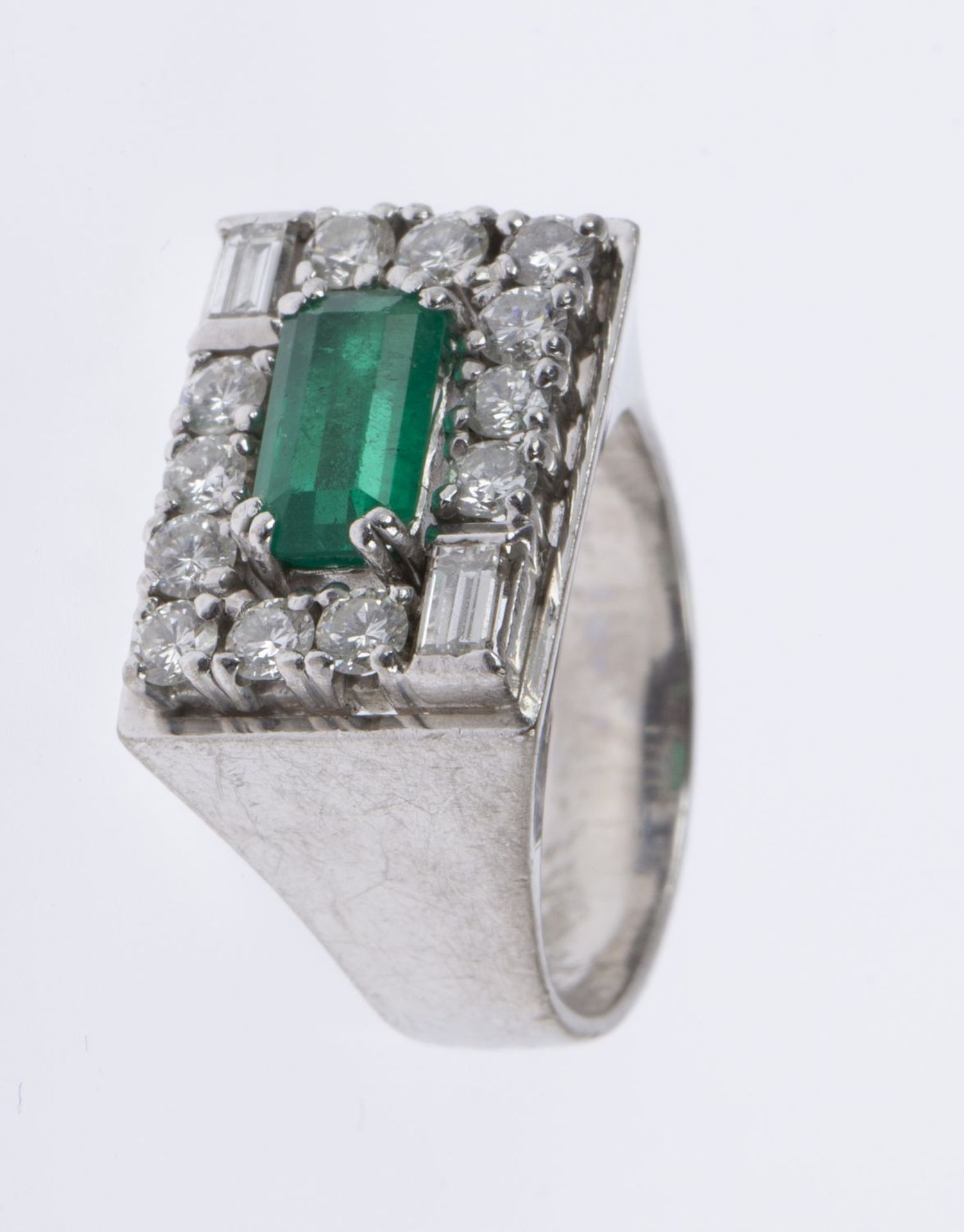 Smaragd-Brillant-Diamant-Ring Weißgold - Bild 3 aus 3