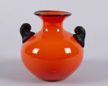 Jugendstil-Vase Farbloses Glas, orange
