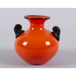 Jugendstil-Vase Farbloses Glas, orange