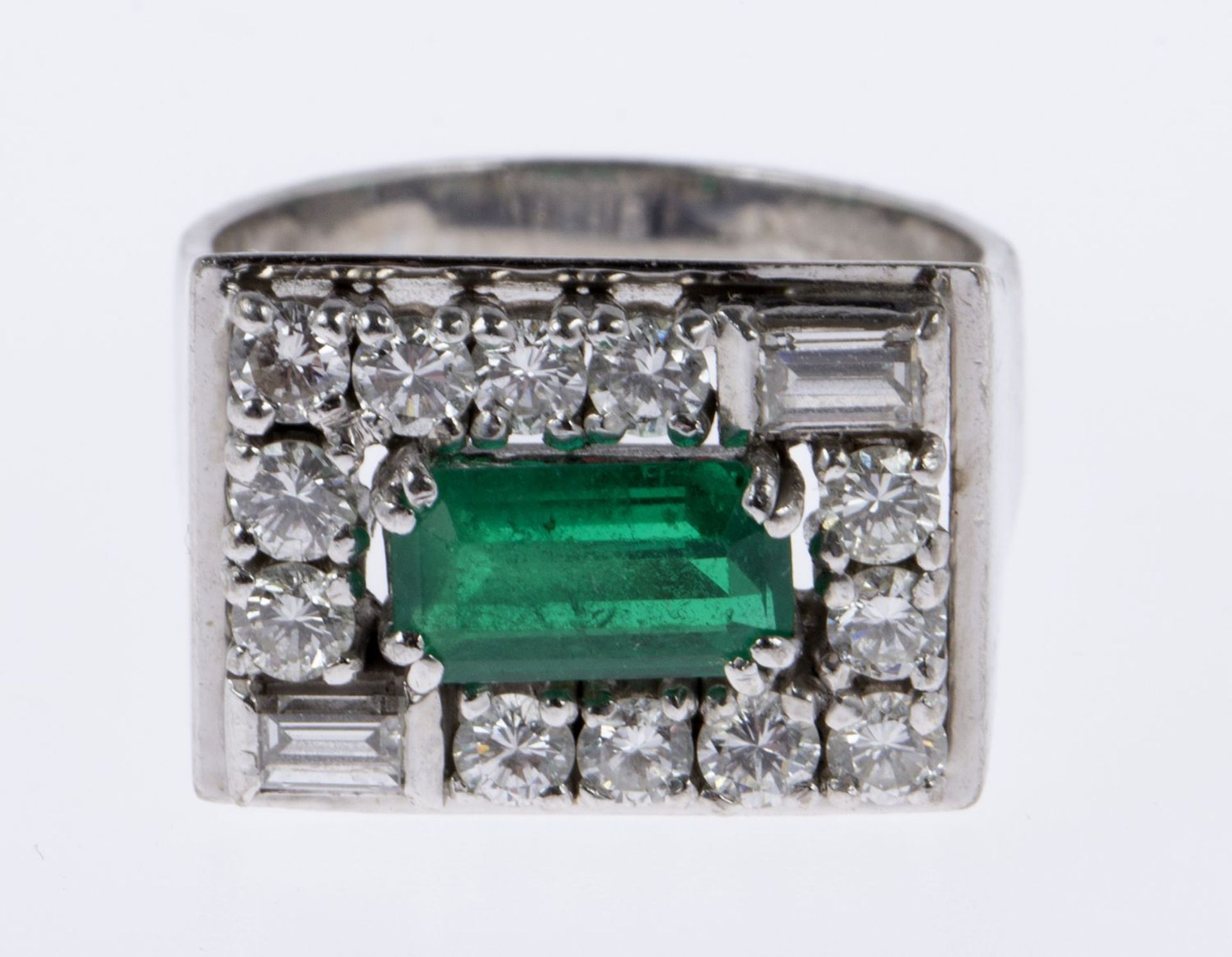 Smaragd-Brillant-Diamant-Ring Weißgold - Bild 2 aus 3