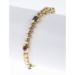 Farbstein-Brillant-Armband Gelbgold