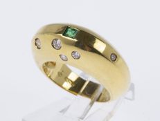 Smaragd-Brillant-Ring Gelbgold 750.