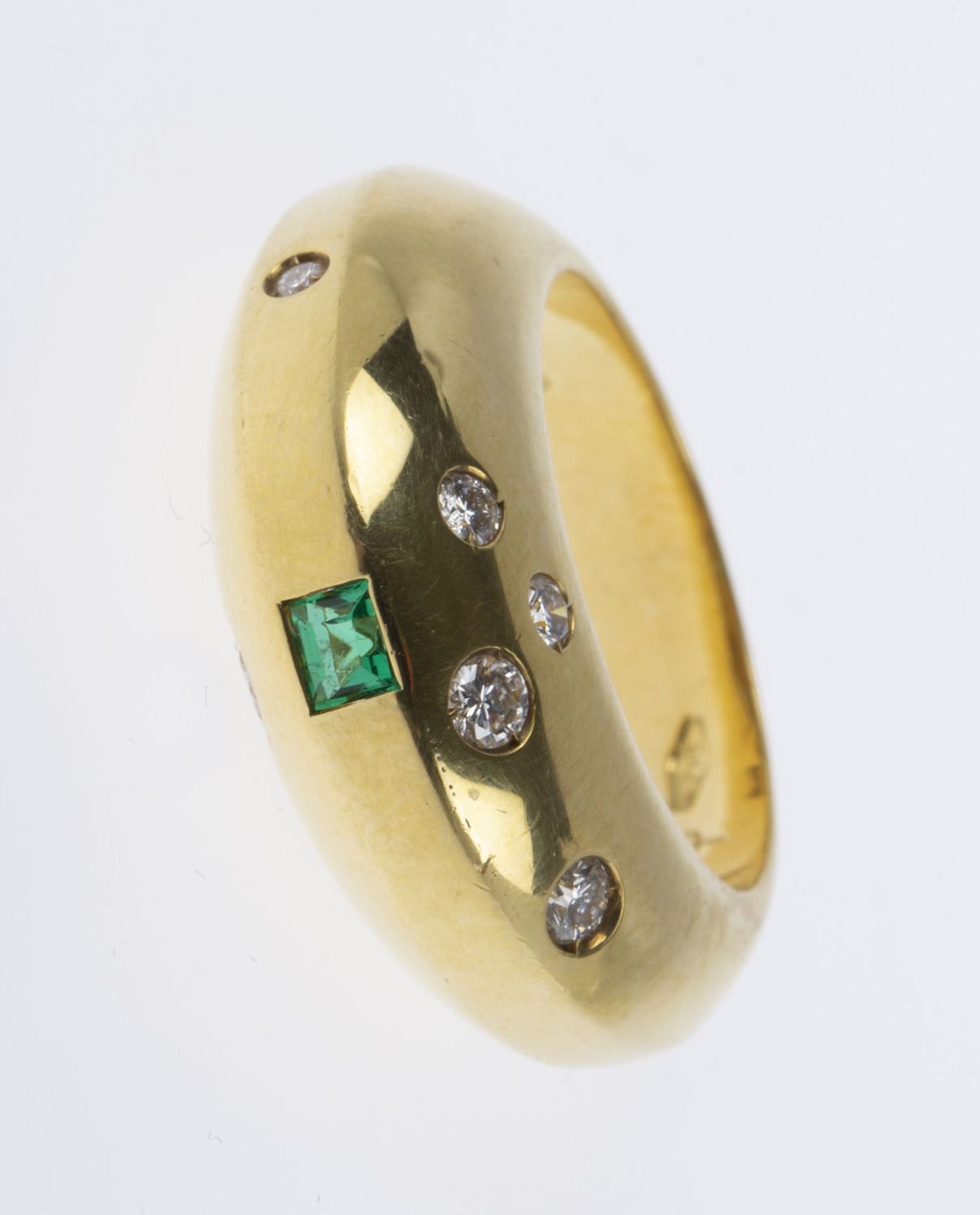 Smaragd-Brillant-Ring Gelbgold 750. - Bild 3 aus 4
