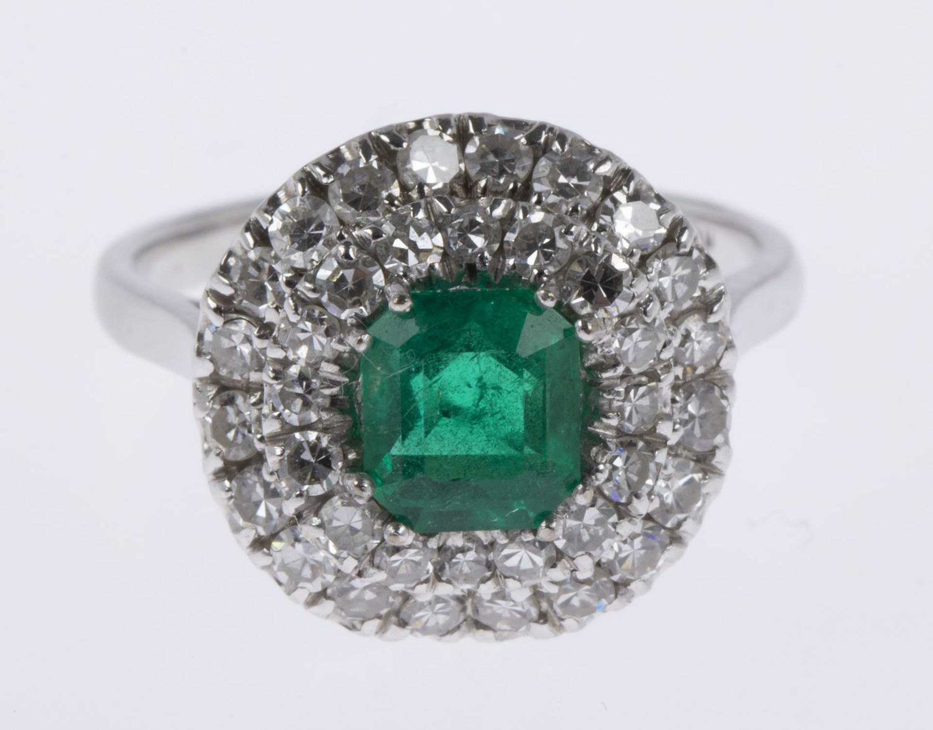 Smaragd-Diamant-Ring Weißgold 750. - Bild 2 aus 3