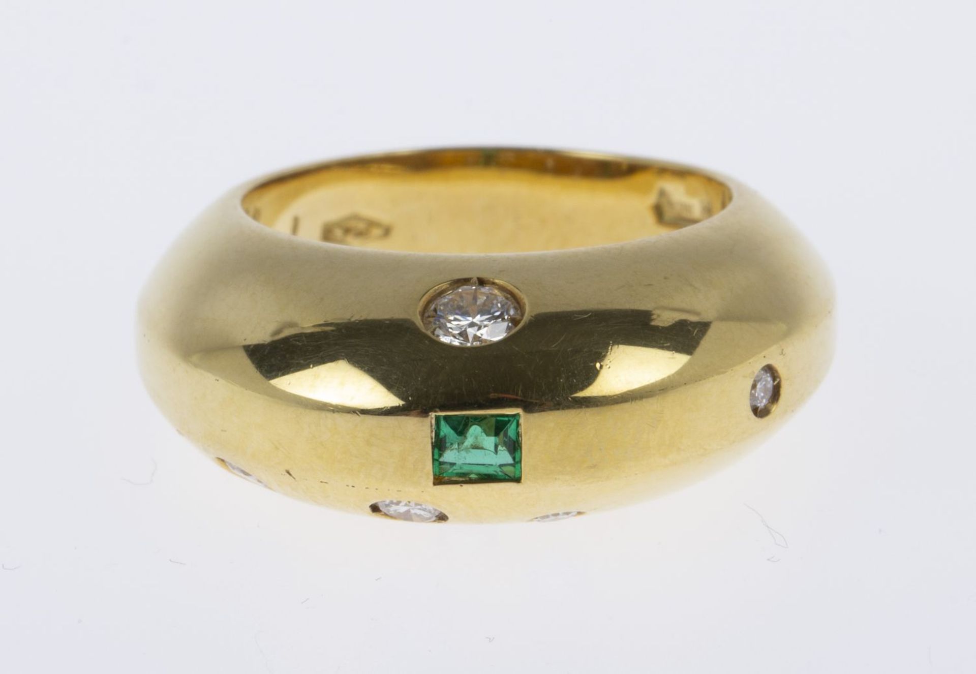 Smaragd-Brillant-Ring Gelbgold 750. - Bild 2 aus 4