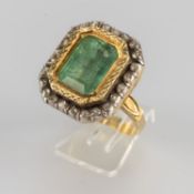 Smaragd-Diamant-Ring Gelbgold 750