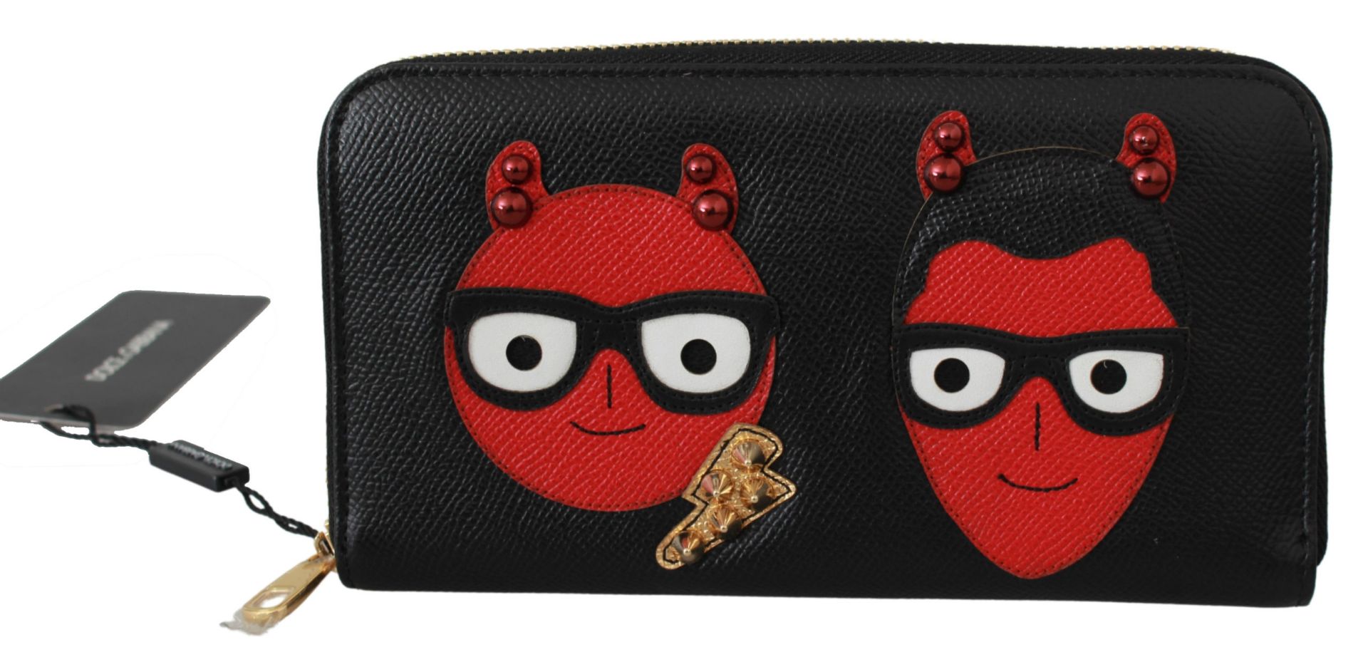 BLACK #DGFAMILY EVIL CONTINENTAL CLUTCH LEATHER WALLET