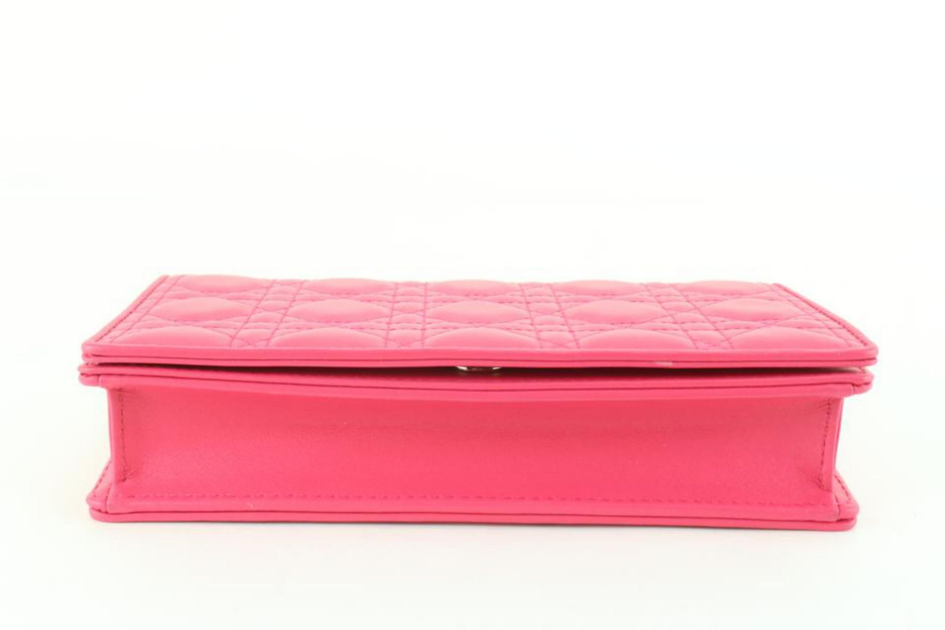 DIOR PINK LAMBSKIN QUILTED CANNAGE LADY POUCH WITH RAINBOW HARDWARE - Bild 8 aus 11