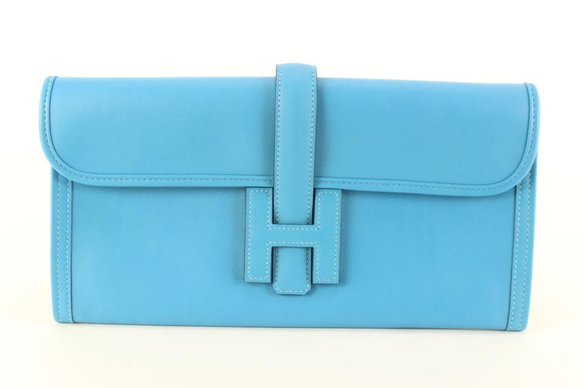 HERMÈS BLEU DU NORD VERT VERONE SWIFT JIGE 29 ELAN VERSO CLUTCH BAG