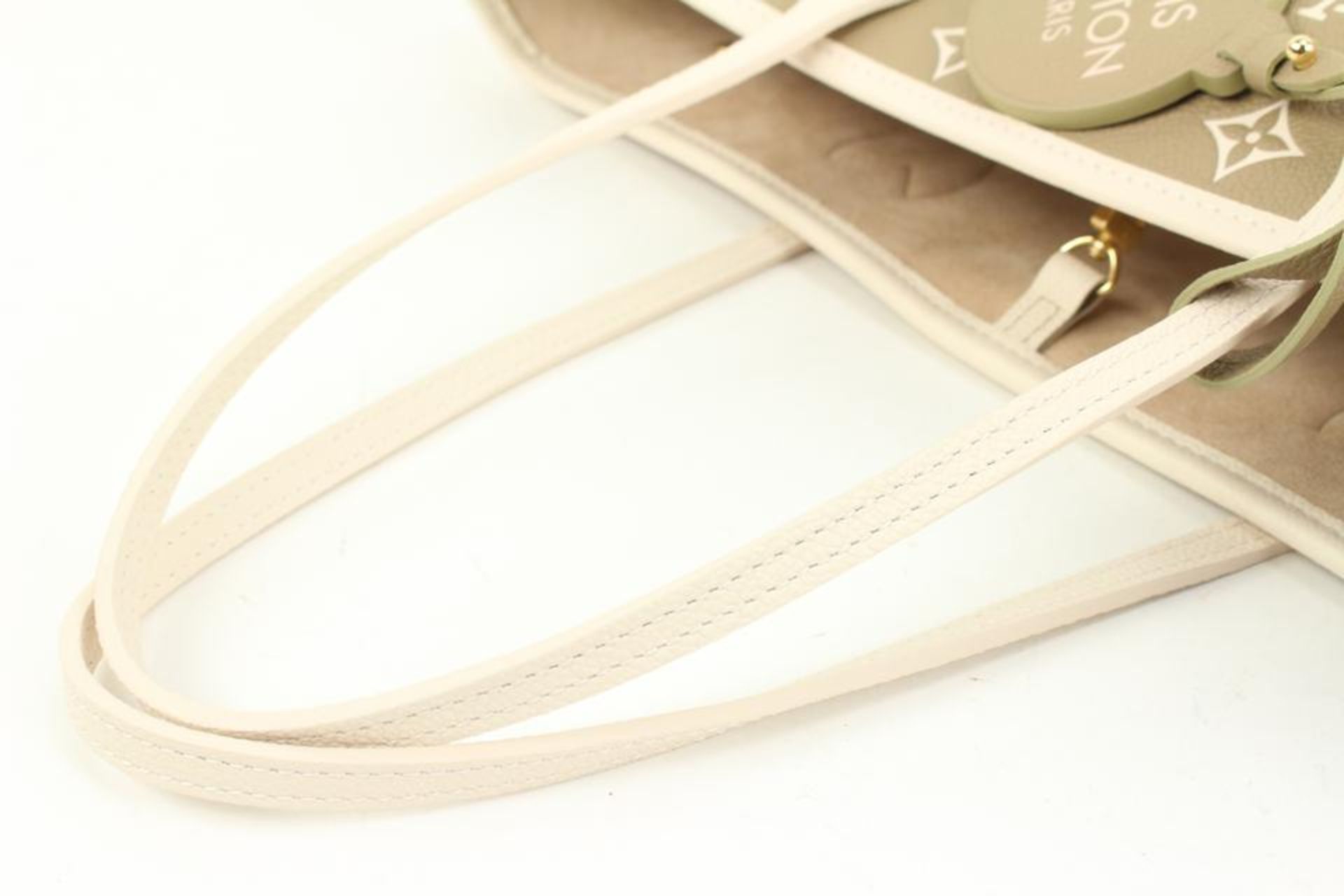 LOUIS VUITTON KHAKI X BEIGE LEATHER MONOGRAM EMPREINTE NEVERFULL MM - Bild 8 aus 11