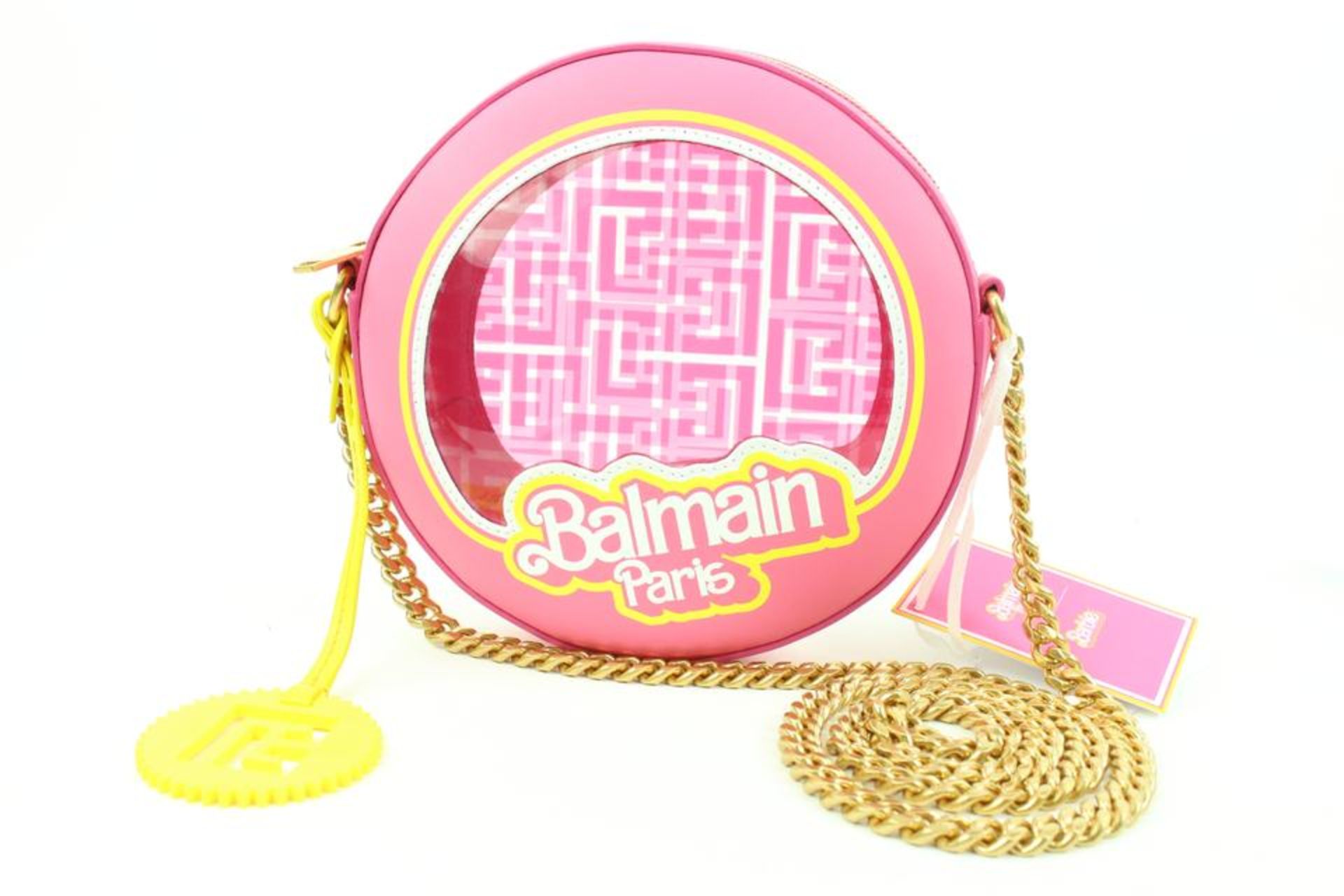 BALMAIN BARBIE TRANSLUCENT PINK DISCO ROUND CROSSBODY BAG